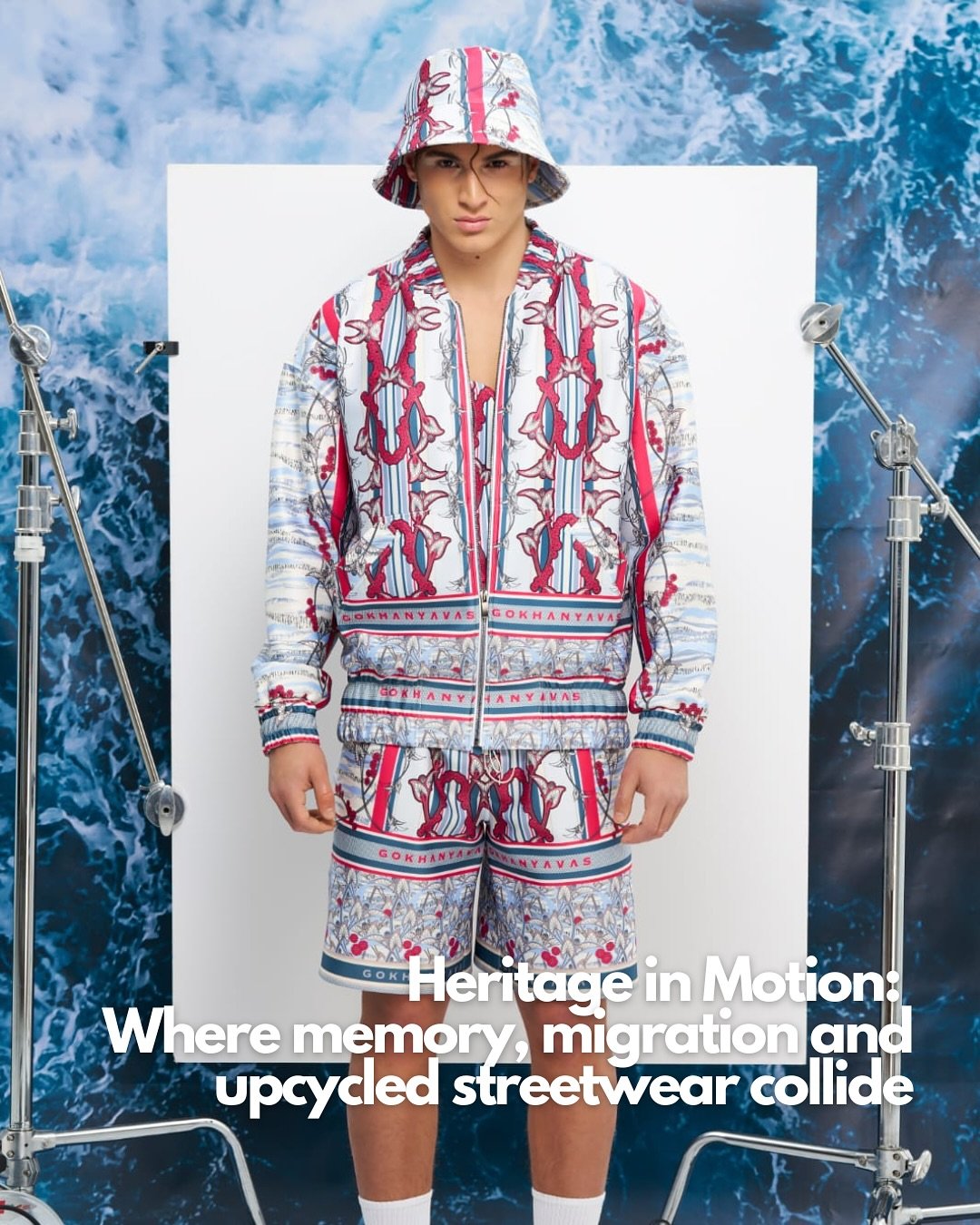 GOKHANYAVAS SS26 unpacks a suitcase of memory, migration and modern nostalgia. Vivid prints meet fluid silhouettes in a collection designed for movement, both emotional and physical. Drawing from traditional motifs and streetwear sensibilities, each 
