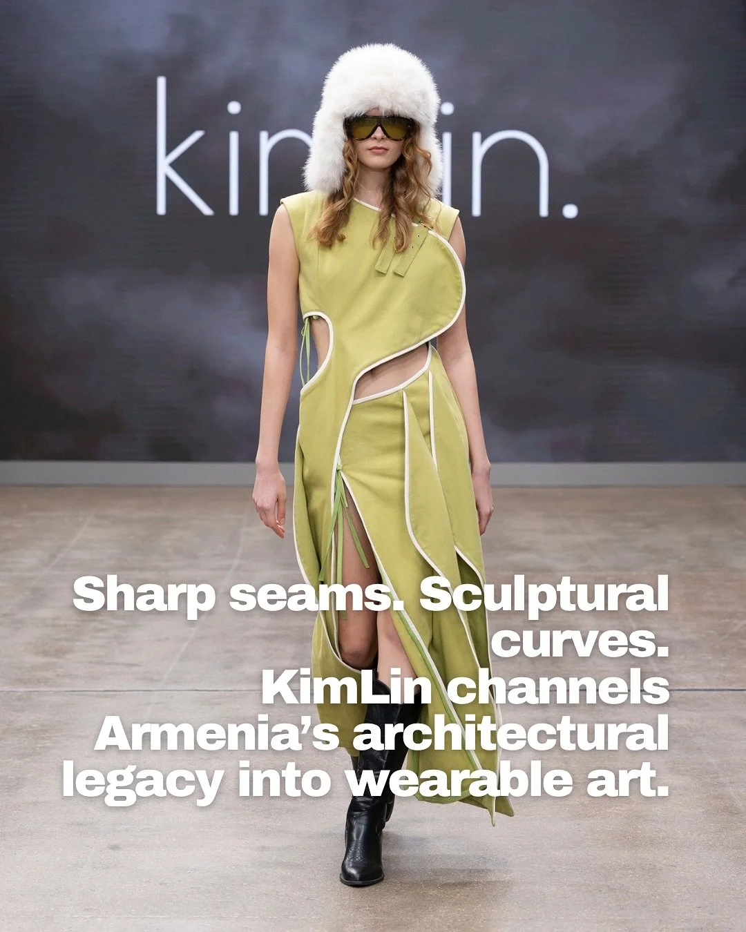 Architectural lines, bold cut-outs and precise tailoring - KimLin&rsquo;s Skylines collection transforms the elegance of Armenian architecture into sculptural fashion. Founded by designer Yeva Hovhannisyan and her mother Lin, the brand fuses heritage