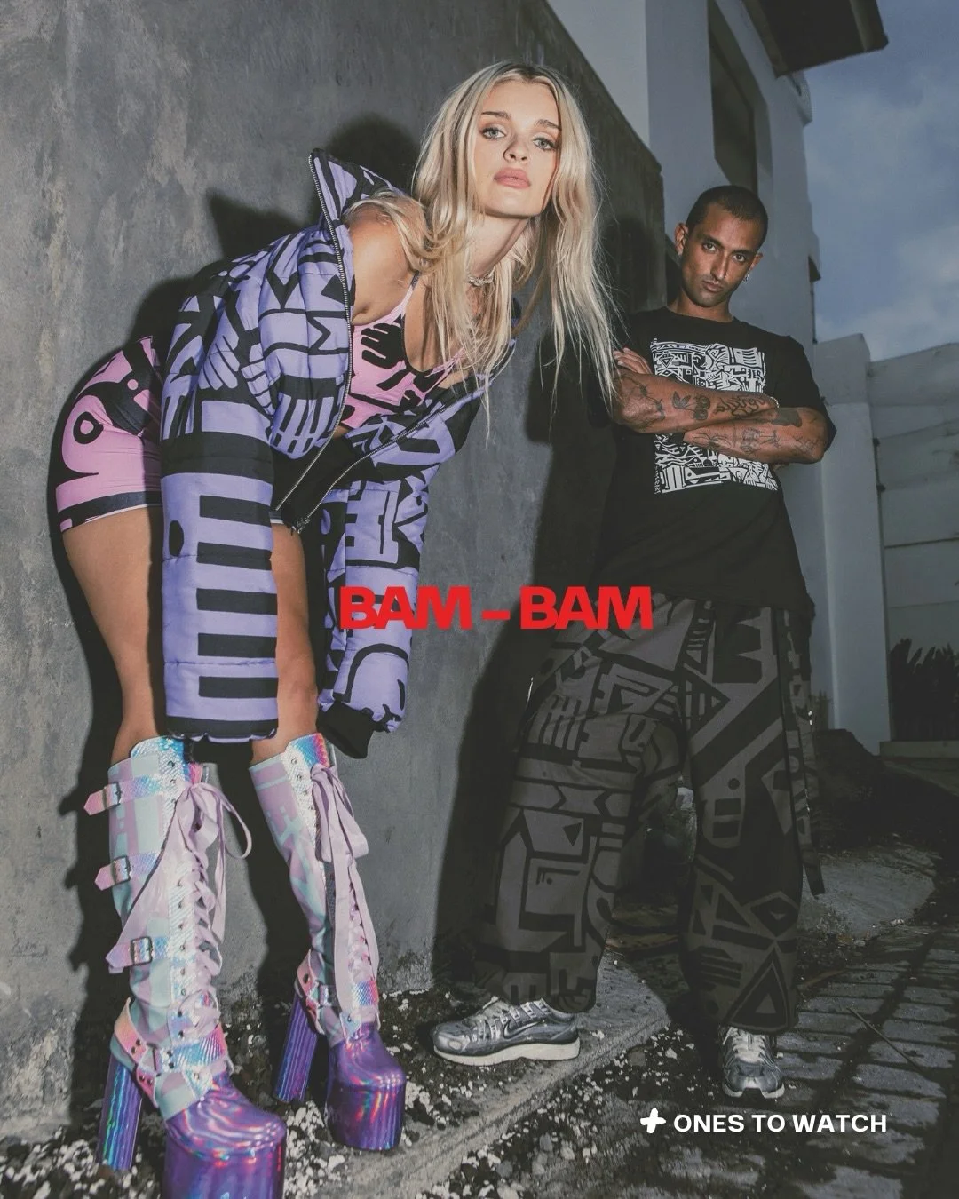 ONES TO WATCH | BAM-BAM
It starts with a drawing.

British designer BAM-BAM turns his hand-drawn &lsquo;Abstract Cubist Patternism&rsquo; into tailored streetwear, taking lines, shapes and characters from the page and transforming them into clothing 