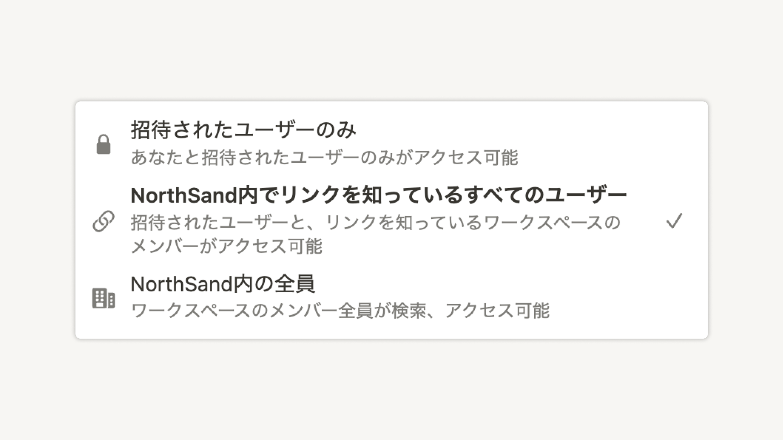 ページの公開範囲「ワークスペース内でリンクを知っているすべてのユーザー」