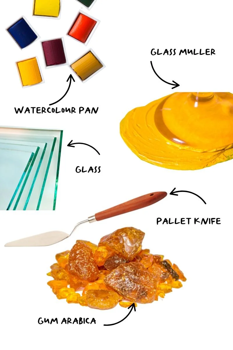 tools you'll need to before your watercolour paint making workshop at the Zurich Art Club