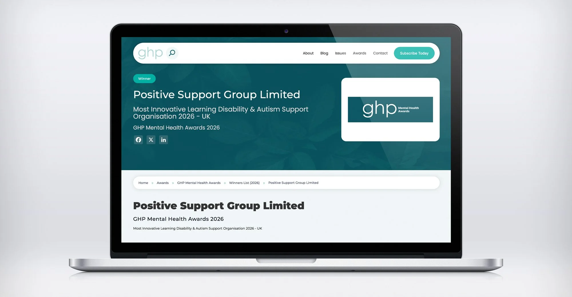 PSG recognised in the GHP Mental Health Awards 2026