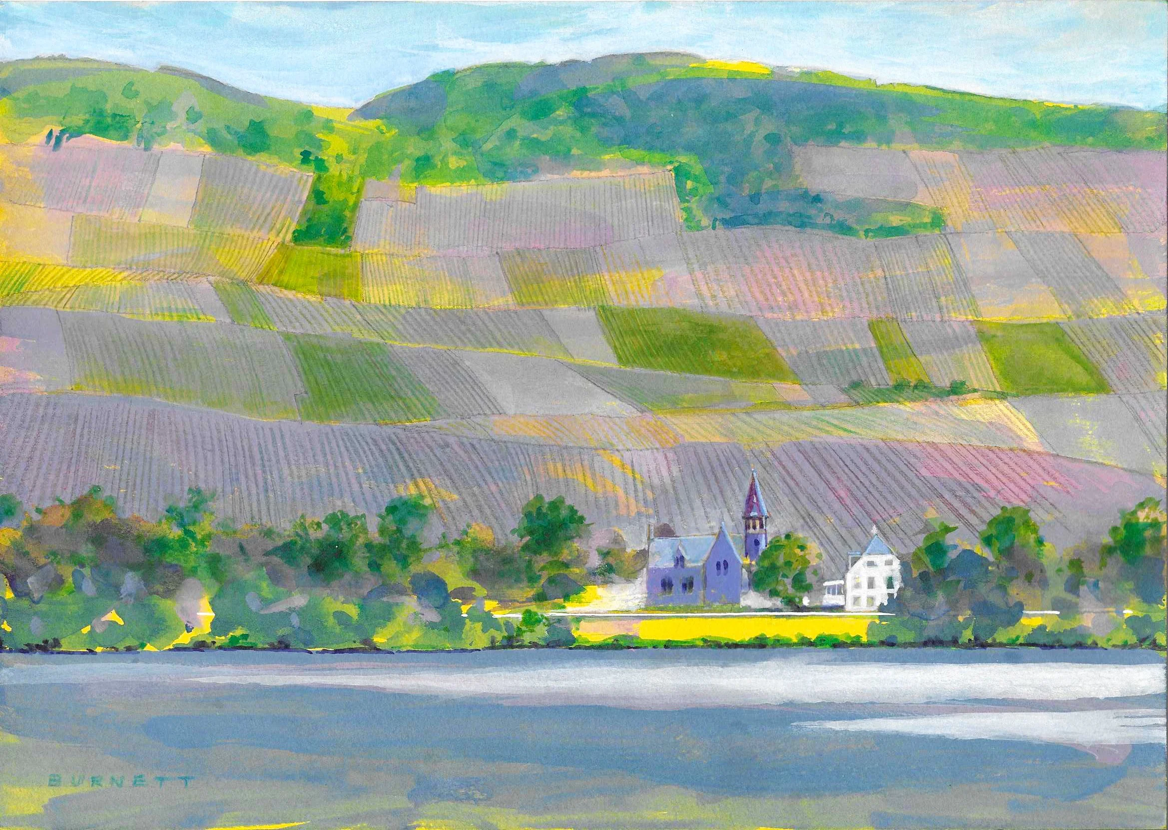 Mosel Vineyards - Bernkastel, Rhineland, Germany (20 x 29cm)