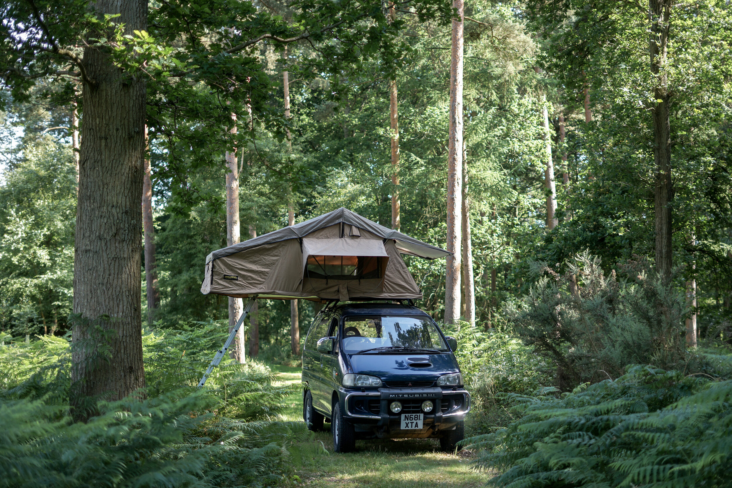 Testing the rooftop tent in the woods