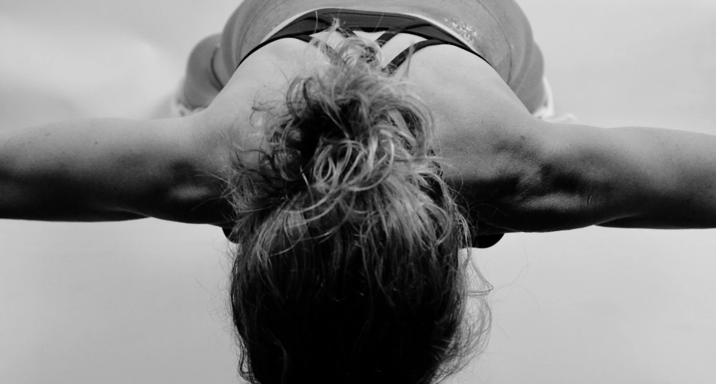 Overhead view of person doing plank exercise