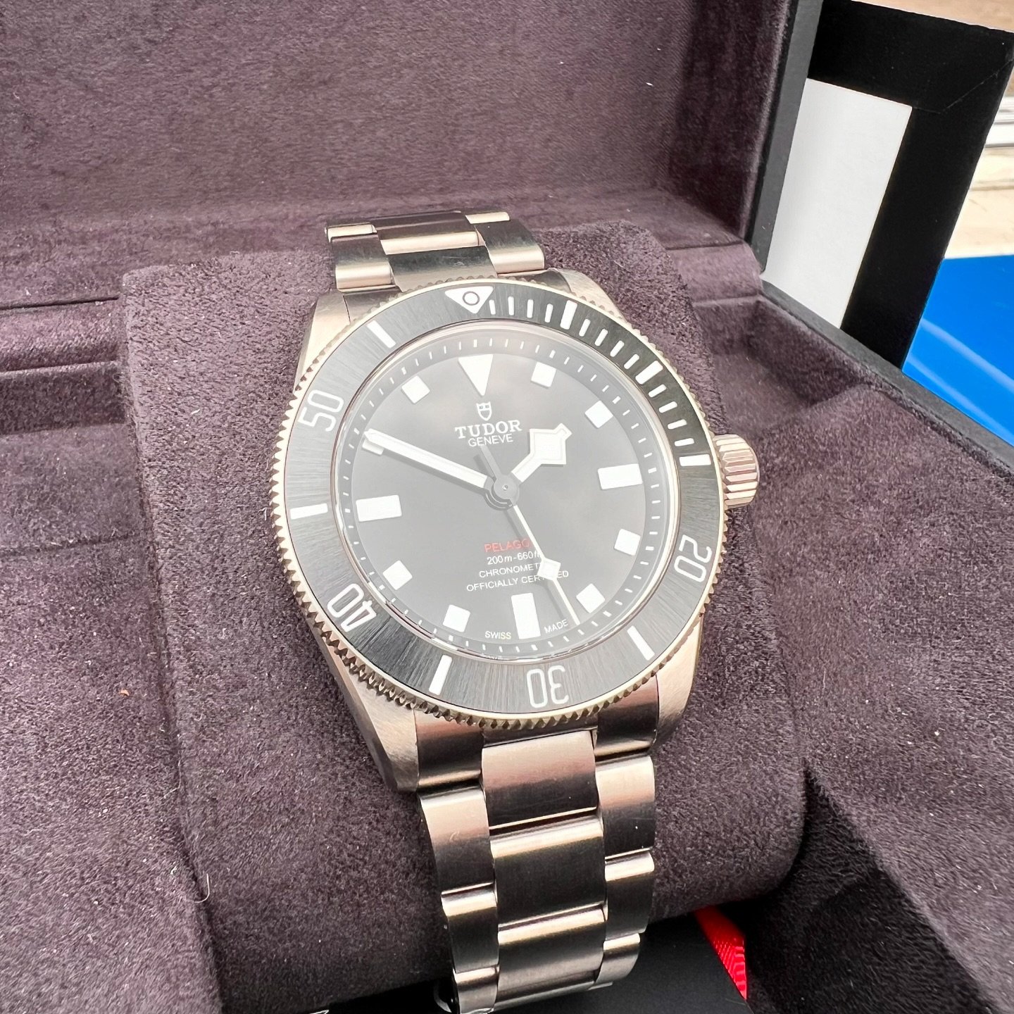 Available. Tudor PELAGOS ref 25407 titanium case and bracelet. Stainless caseback. Great example limited wear and it&rsquo;s keeping time and the elements at bay as a two year old watch should!
.
.
#tudor #tudorpelagos #pelagos #titanium #ti #dive #d