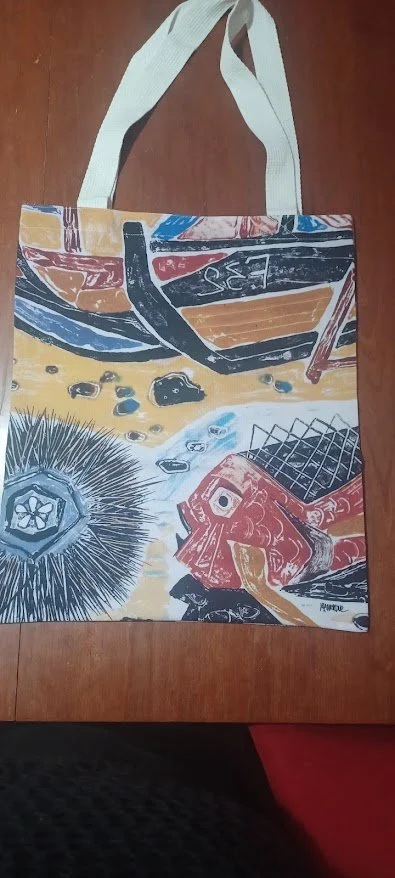 Cesar Manrique Foundation LANZAROTE Signed Fishing Boat Fish Series  Fauna Atlantica Thick Cloth Bag New