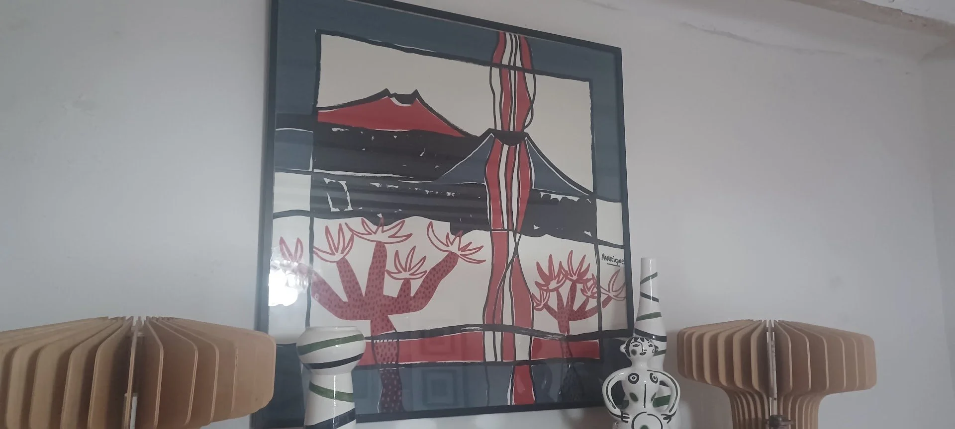 Stunning Large Abstract Cesar Manrique Signed Textile Volcano