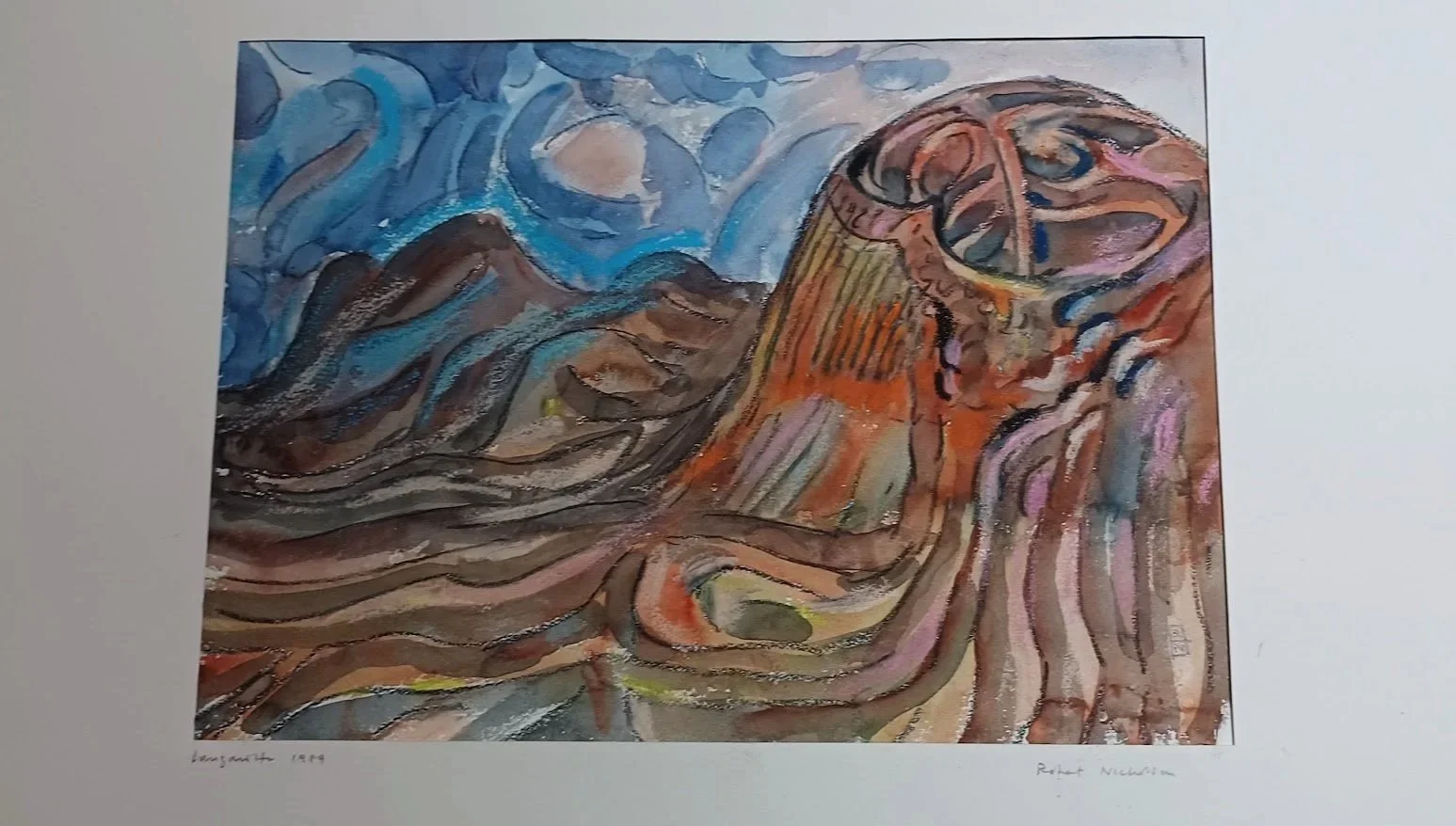 Stunning Hand Signed Lanzarote Volcano Painting ROBERT NICHOLSON Vintage 1989