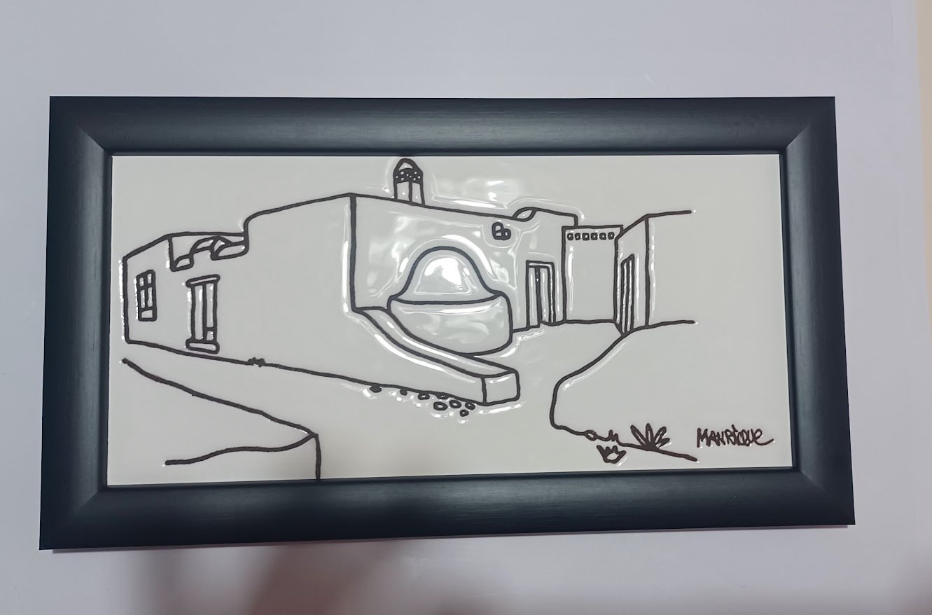 RARE Cesar Manrique Foundation Lanzarote Architecture Signed Cortijo Wall Art Tile Framed Vintage