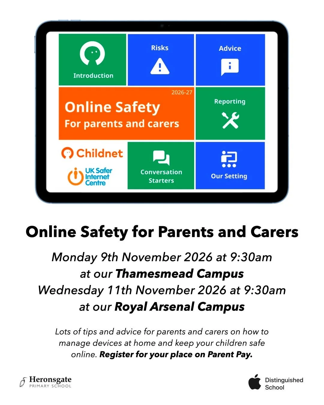 Online Safety for Parents and Carers workshops!