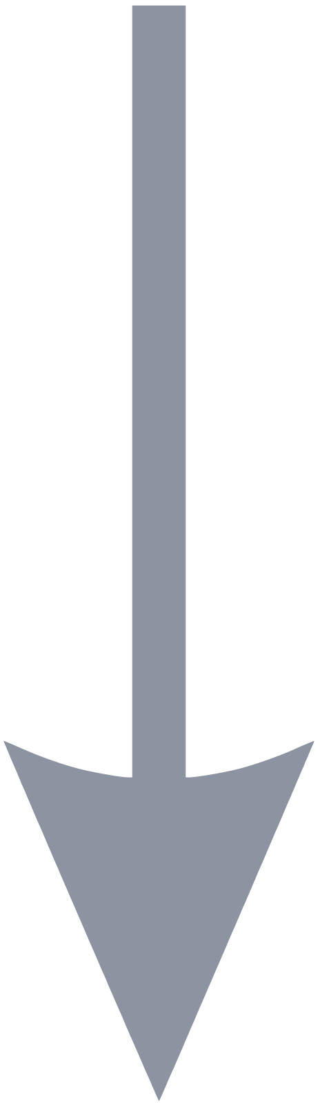 Black arrow pointing downward with a grey outline.