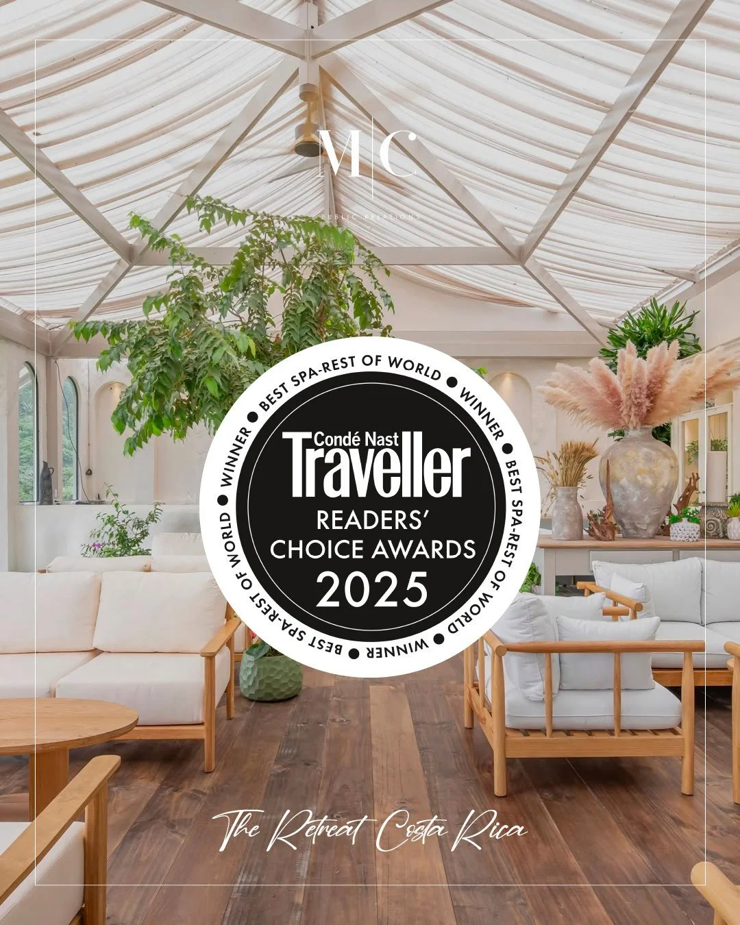 ✨ Big news! ✨ Our client @TheRetreatCostaRica has just been named the #1 Best Spa in the World by the readers of @CondeNastTraveller and recognized as a Top 10 Spa Destination by @CNTraveler 🏆🌿 Congratulations to founder @DianaStobo and the entire 