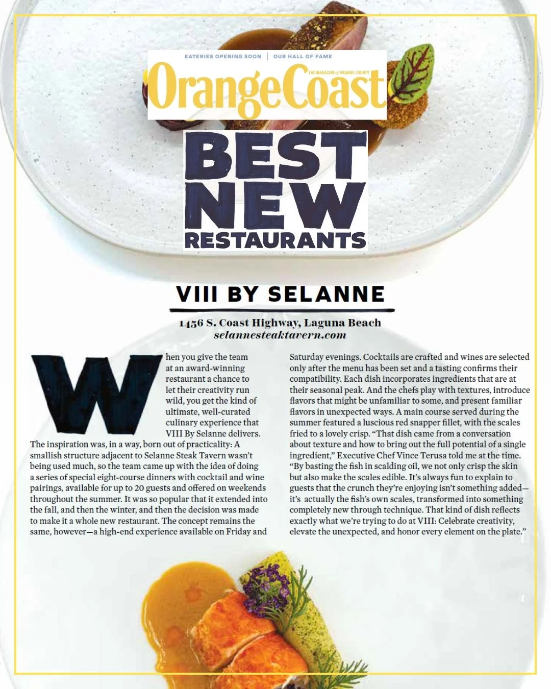 ✨ Celebrating a major win for client @VIIIbySelanne. The exclusive concept - a sister restaurant to @SelanneSteak - has been named one of the Best New Restaurants in Orange County by @OrangeCoastMag. Open Friday and Saturday nights only, the 20-seat 