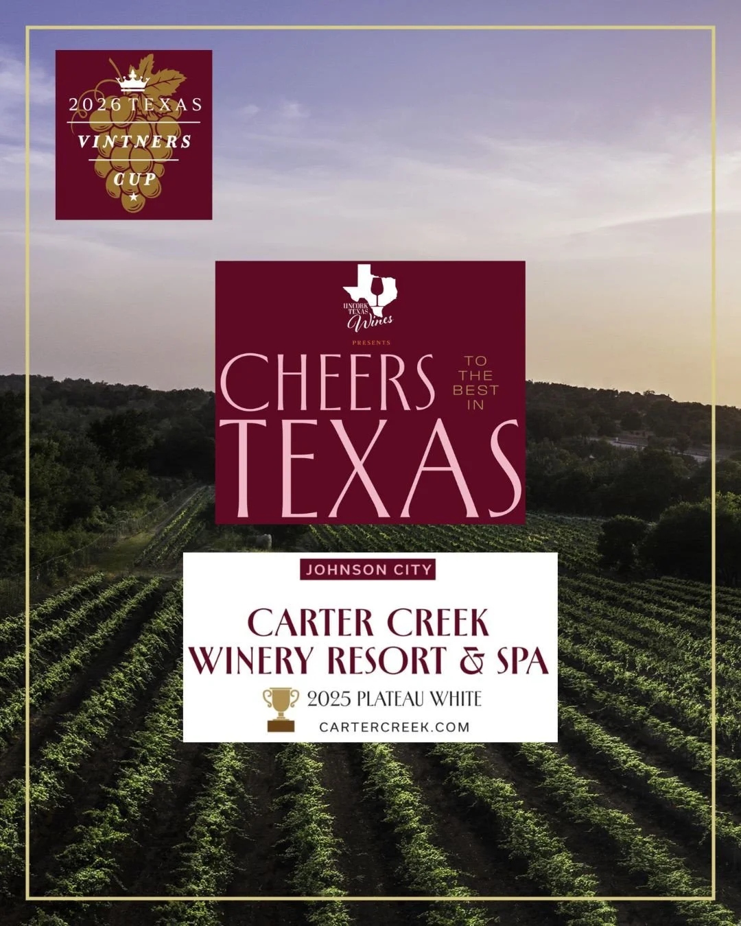 🍷 A standout for the Texas High Plains! Congratulations to client @Carter_Creek on its 2025 Plateau White being named one of the 12 BEST WINES in the 2026 Texas Vintners Cup, presented by @TexasMonthly. A well-deserved honor to celebrate during Octo