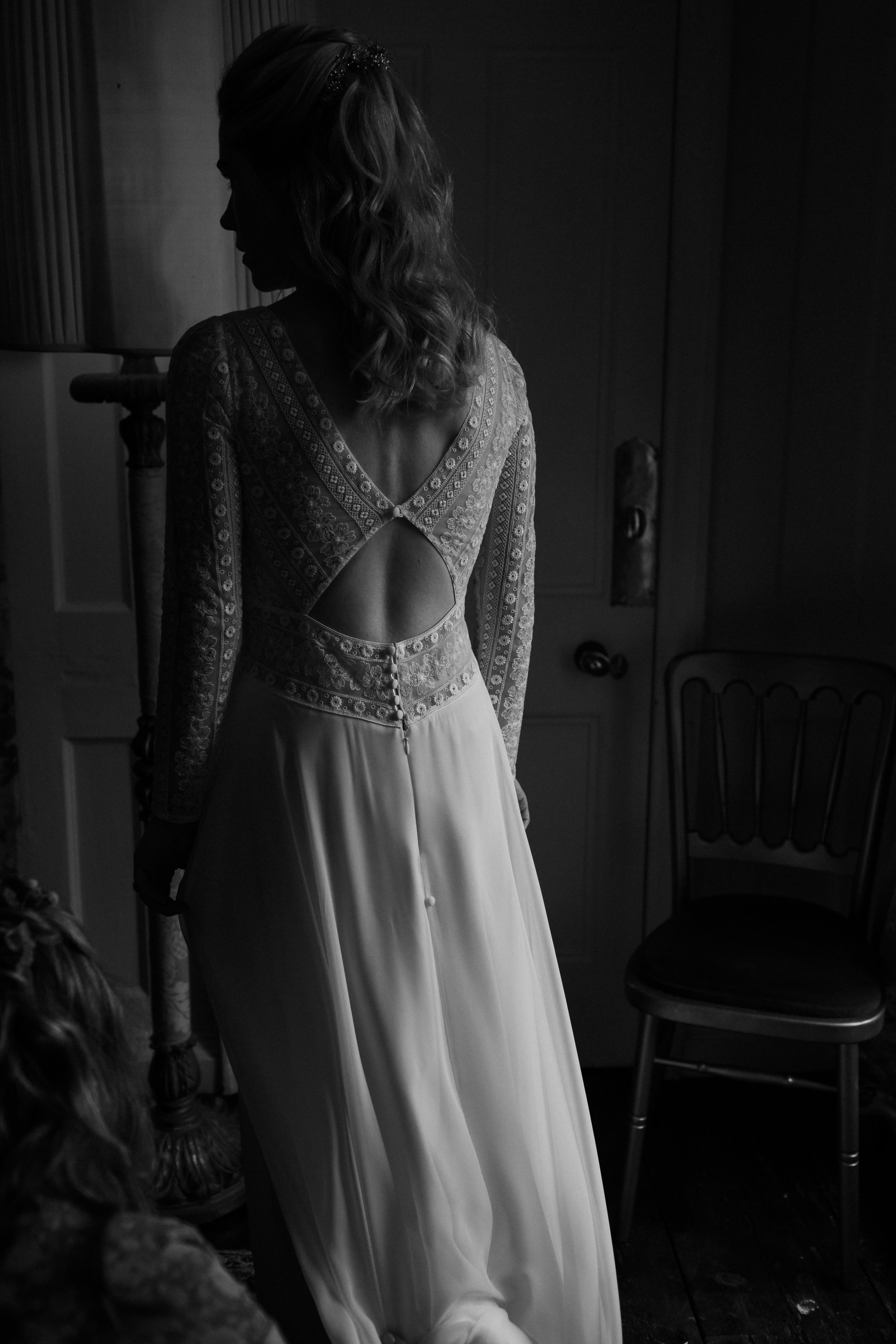 The back of the wedding dress