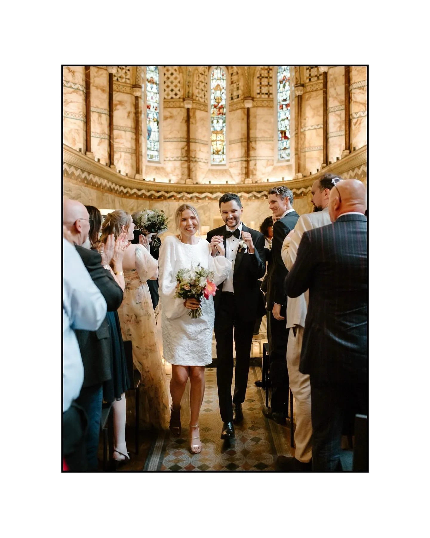 On the hottest day in June Olivia &amp; Luigi were married in the twinkling chocolate box that is Fitzrovia Chapel, before taking a short stroll through the sun baked streets of central London to Mortimer House, where they celebrated with their best 