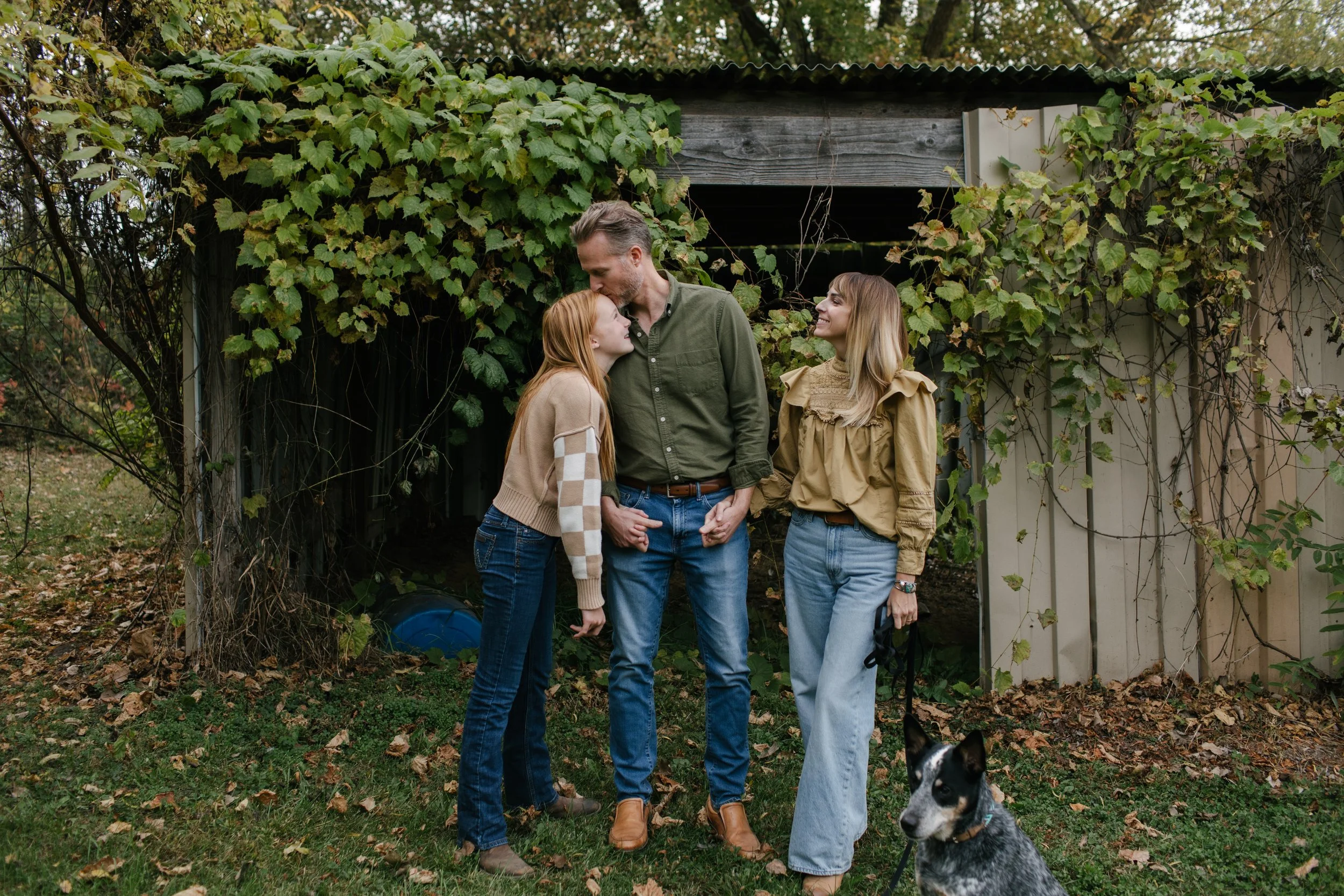 family photo with dog