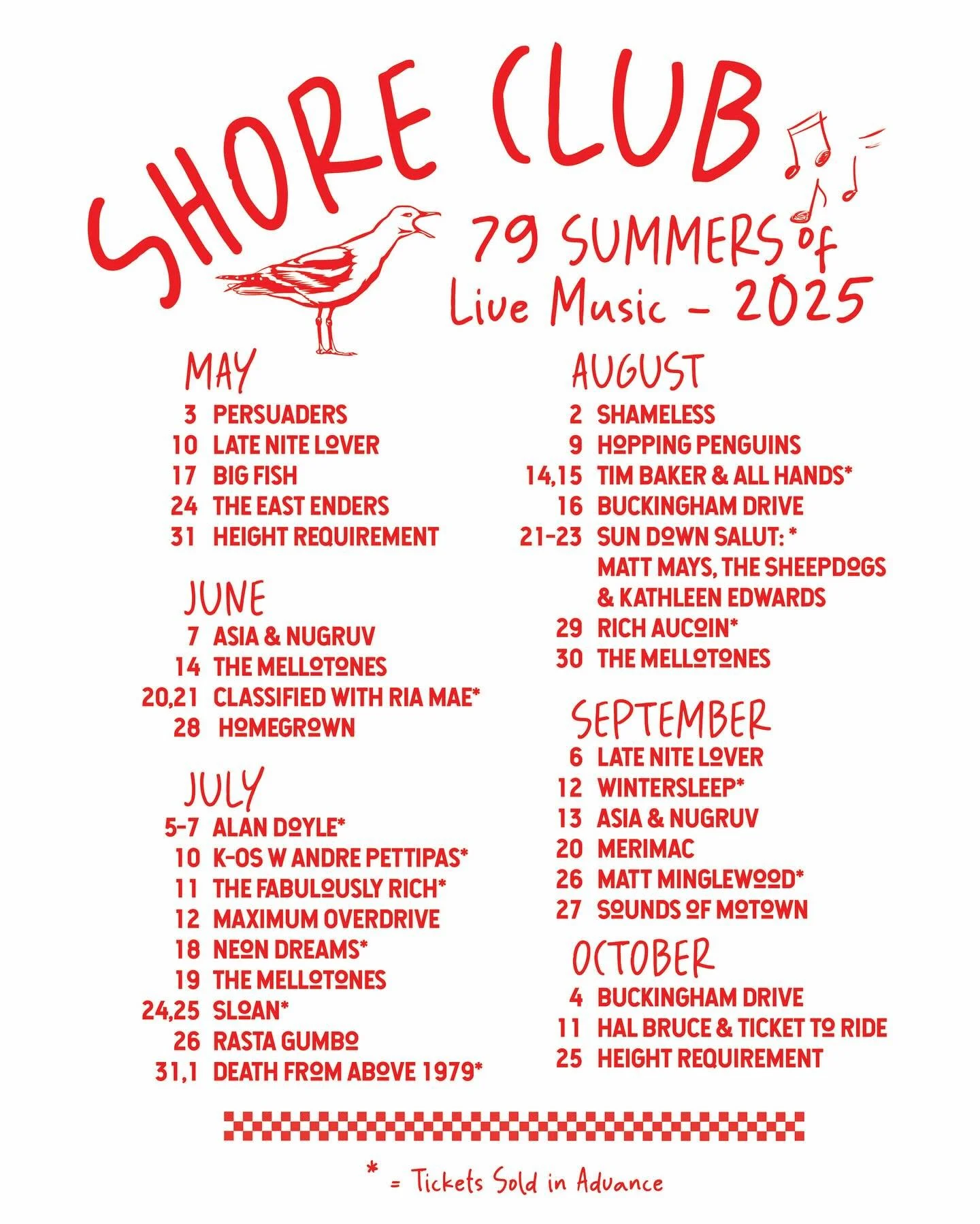 ICYMI - Here is our Full Summer line up for 2025! Share far and wide we hope to see you out at the beach and our new patio this Summer!
.
#shoreclub #hubbardsbeach #lobster #concert #dance  #livemusic #halifax #novascotia