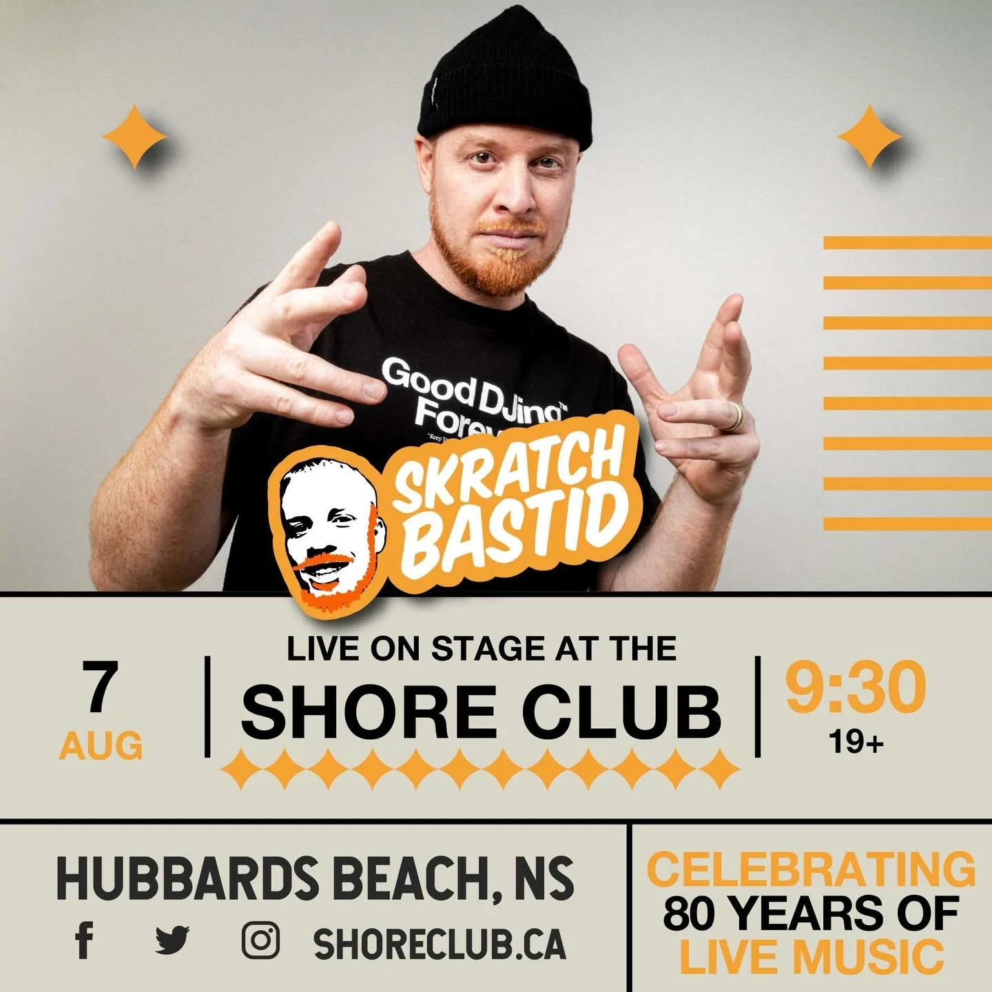 Moving dance floors and captivating crowds across the globe for over two decades, Skratch is one of the world&rsquo;s most respected DJs! Dance your face off at the Shore Club Aug 7, 2026, 9:30, 19+ 🦞🦞🦞🎫🎫
.
On Sale Friday May 1 at 10am AST at ww