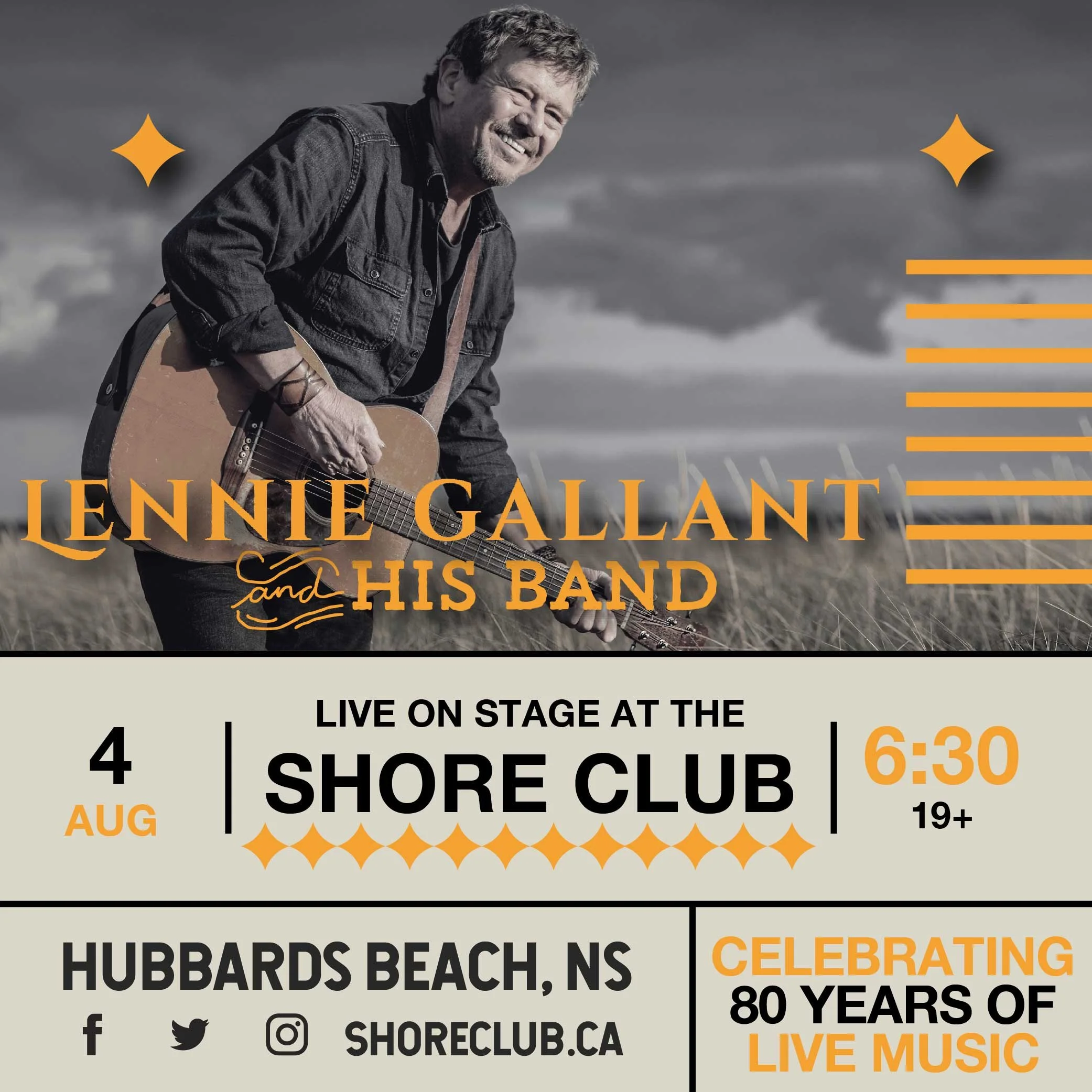 Lennie Gallant Live at the Shore Club Aug 4 2026 Schooner Race Week