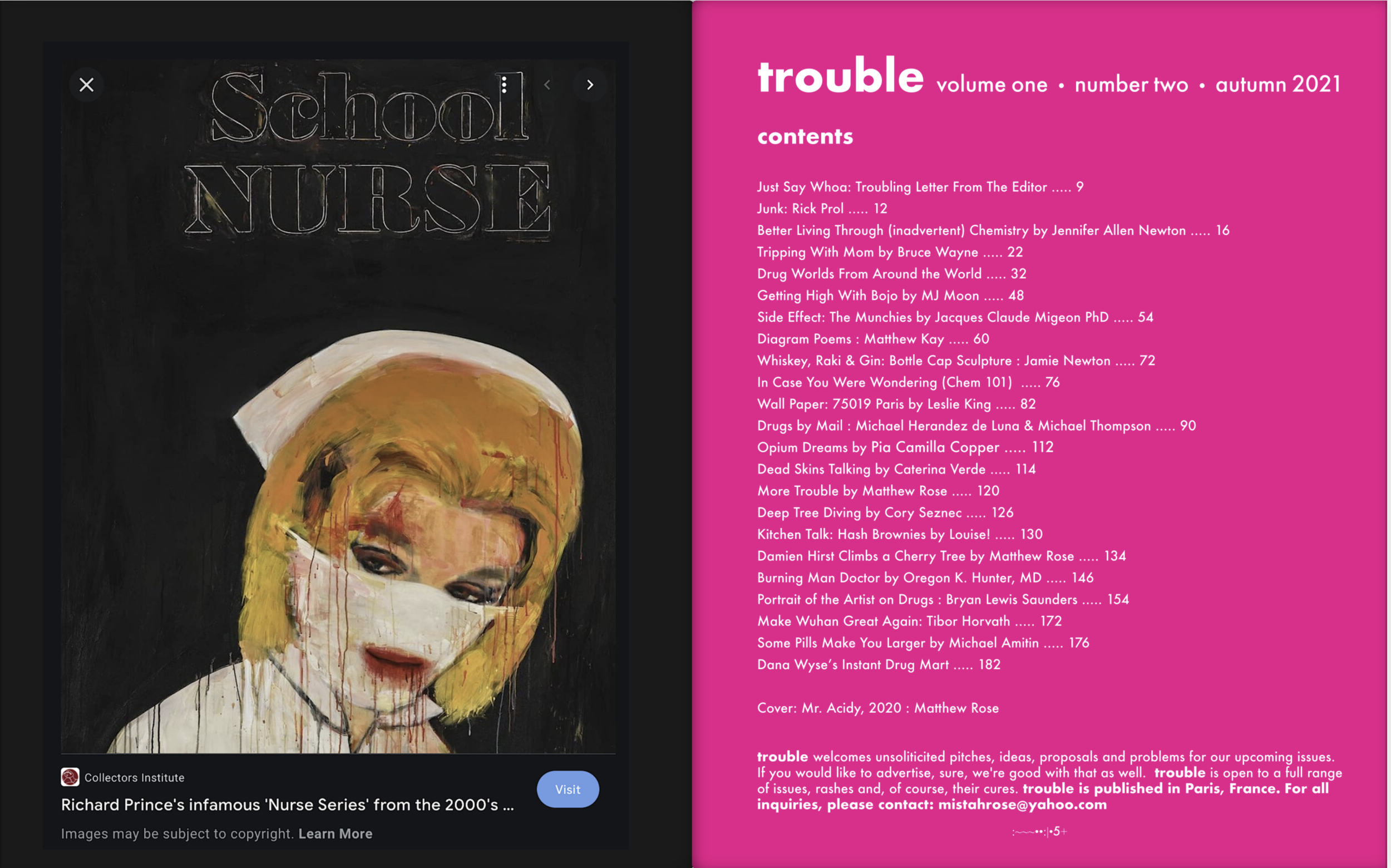 Richard Prince and his Nurses and Table of Contents