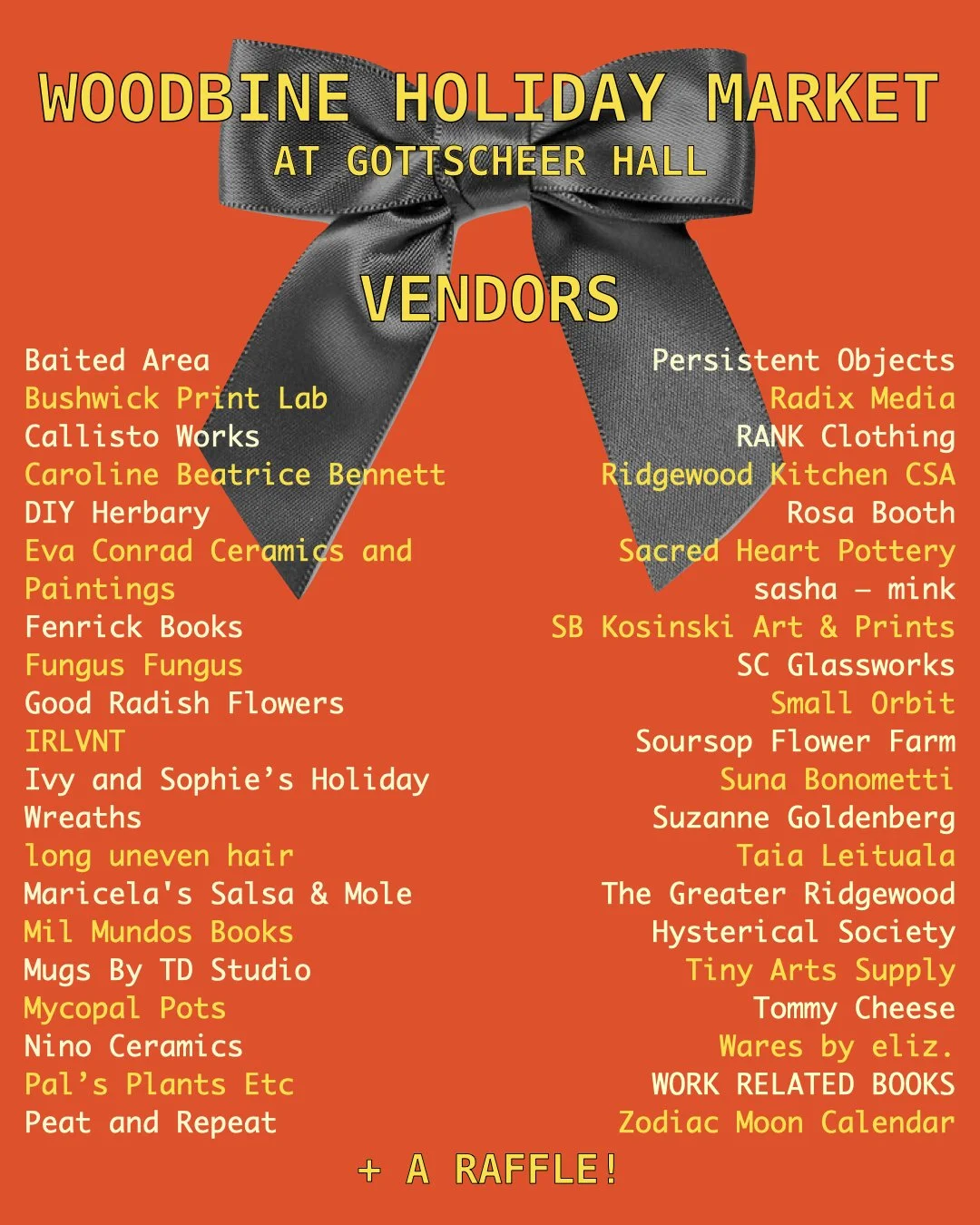 WOODBINE MARKET Saturday, December 9 — Peat and Repeat