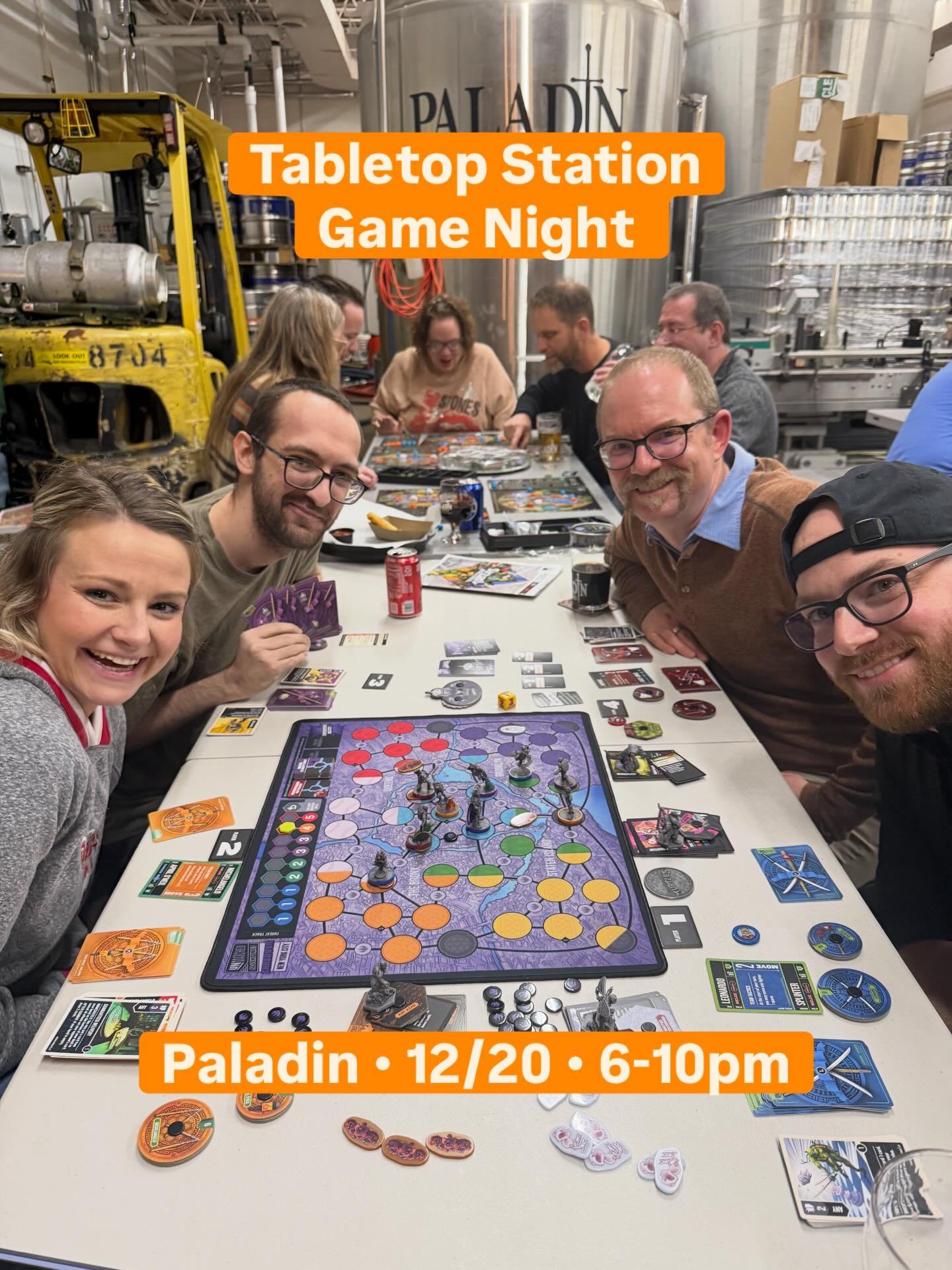 Tabletop Station Game Night 
@paladinbrew 

We&rsquo;ll be there from 6-10pm on 12/20, come anytime!

🎁🎁 Christmas Special: Games &amp; Prizes
