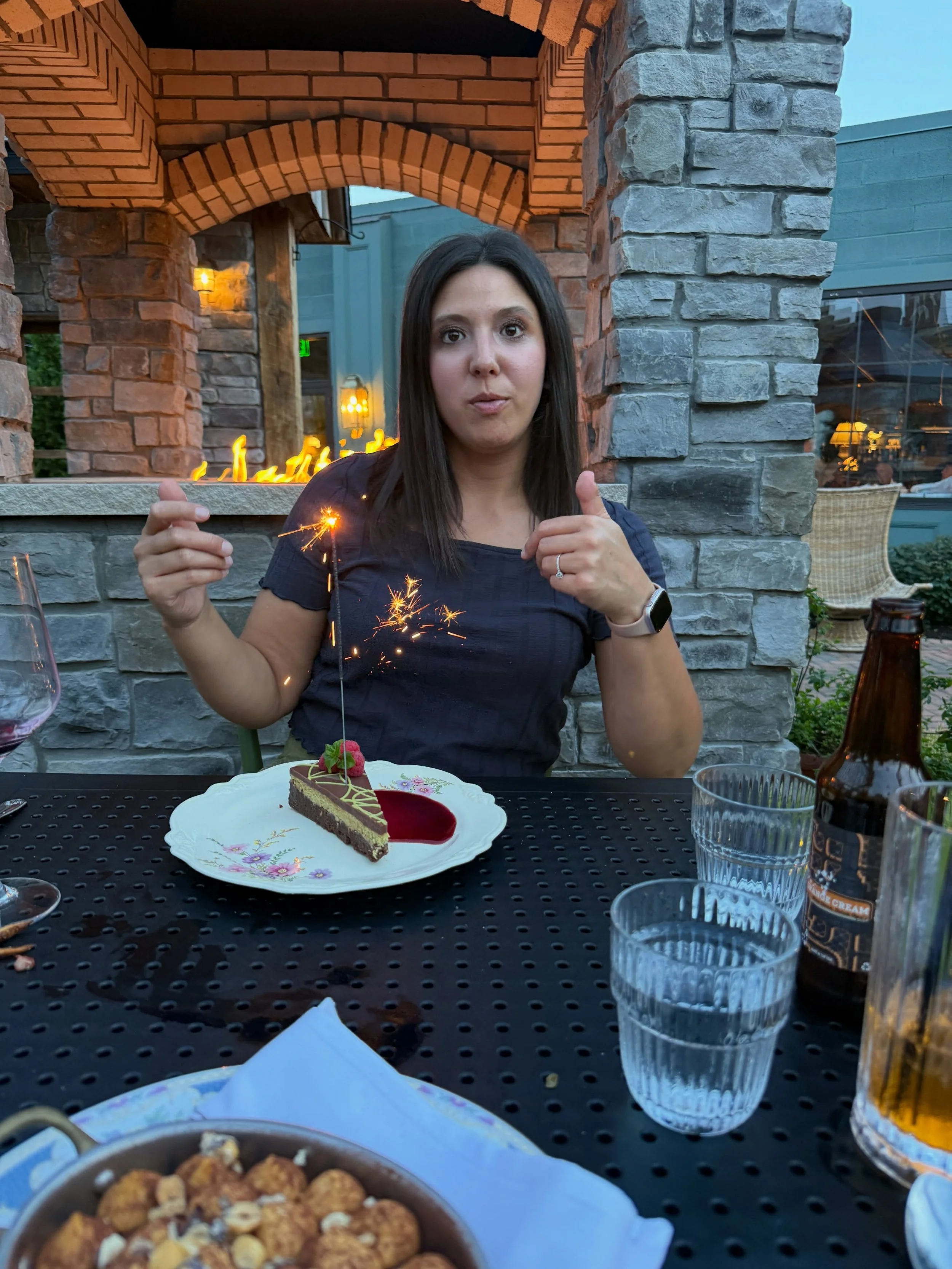 Told Nick to take some nice birthday pictures and this is what I get. 
It&rsquo;s me, I&rsquo;m the problem. So dramatic..😆

Delicious bday dinner at @therumpledqueen 🫶🏽
🌺 What a beautiful patio too!