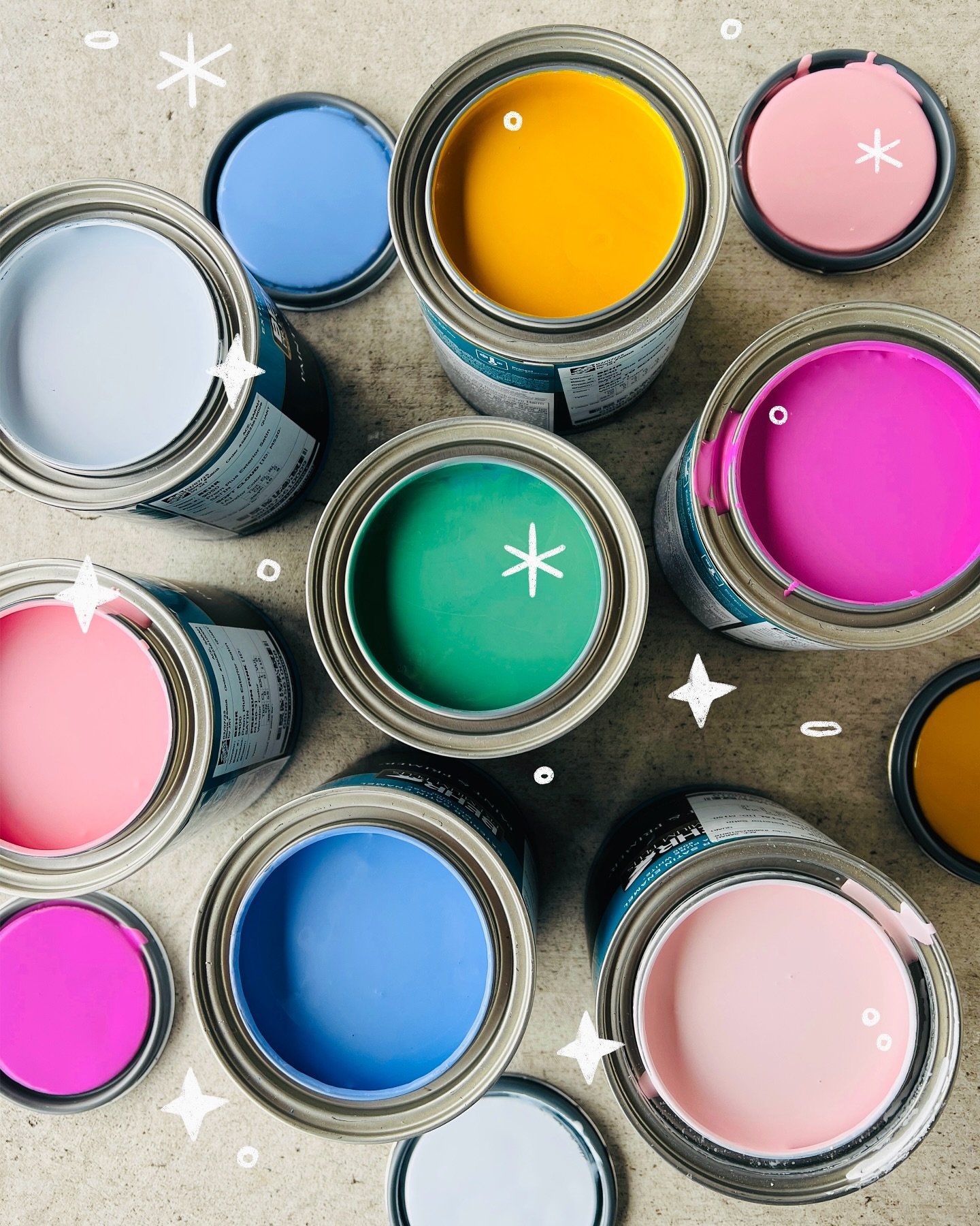 Looking back on the brand refresh and updated color palette for a mural with @shopharpersage 🤍&nbsp;The goal was to curate a color story that captured the brand&rsquo;s soft whimsy and bold spirit.

We paired a cool periwinkle and light blue hues wi