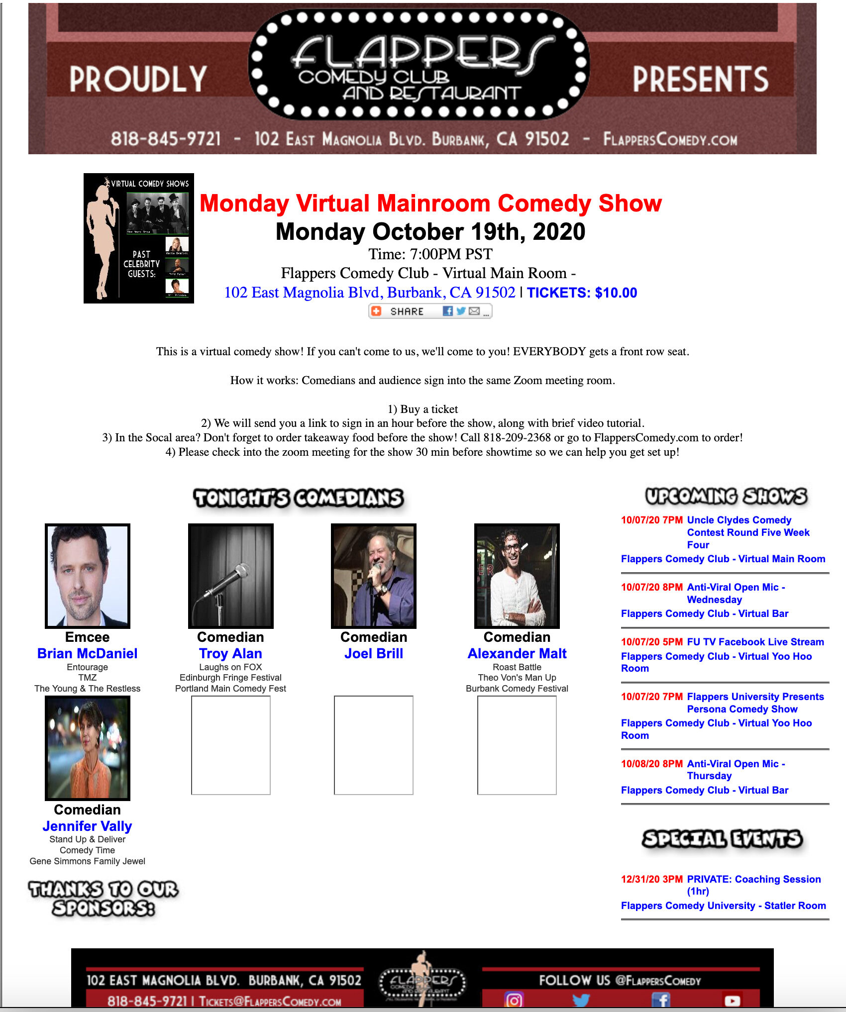 Flappers Main Room Virtual show
