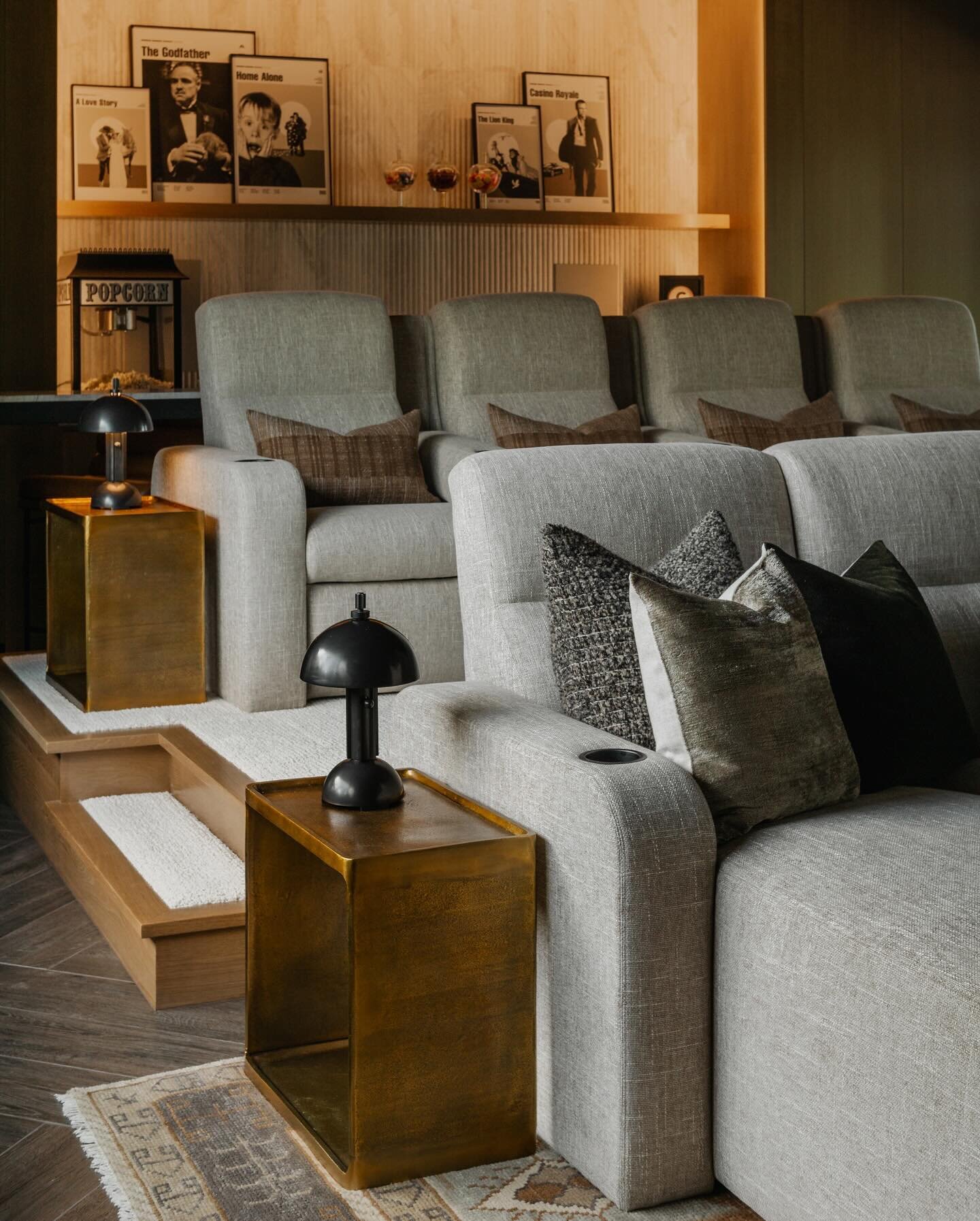 Reveal day! We recently put the finishing touches on this moody home theater renovation and we&rsquo;re so excited to share the images here today. 

Our clients tasked us with taking their outdated home theater and turning it into a cozy, inviting sp