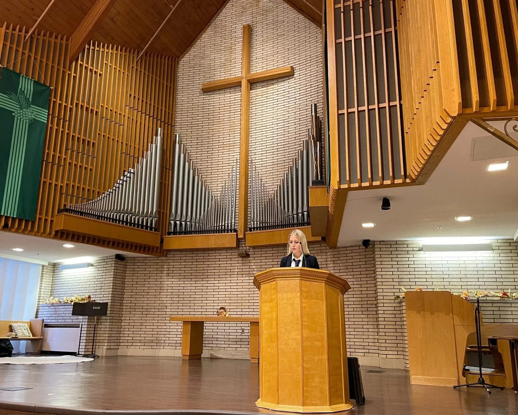 Student giving scripture reading
