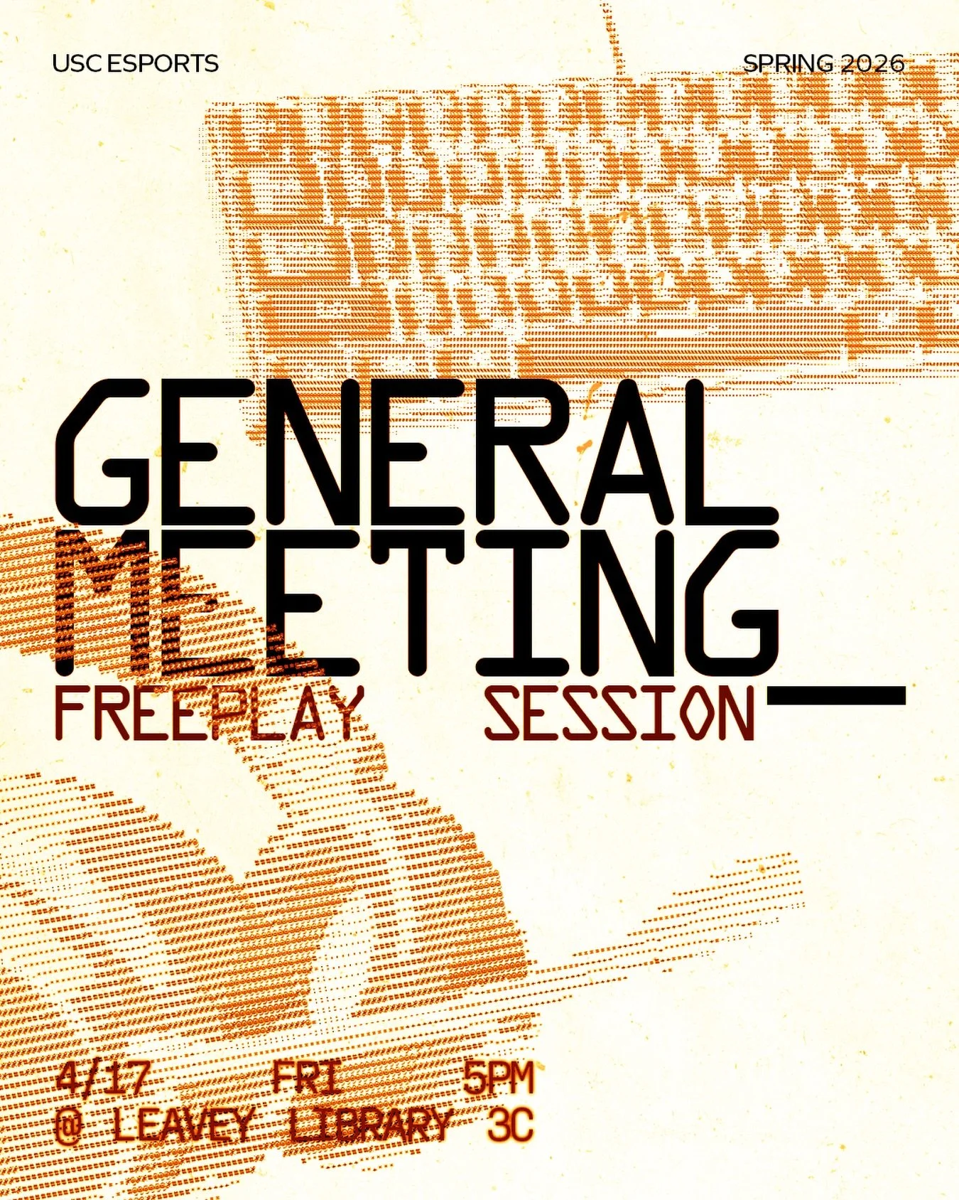 👾 Freeplay General Meeting 4/17

 This Friday 4/17 @ Leavey Lab, we will be hosting a freeplay session from 5-8PM!

As usual for freeplay you can come and play whatever you&rsquo;d like, and take time to get to know some other people in the org!

Sp