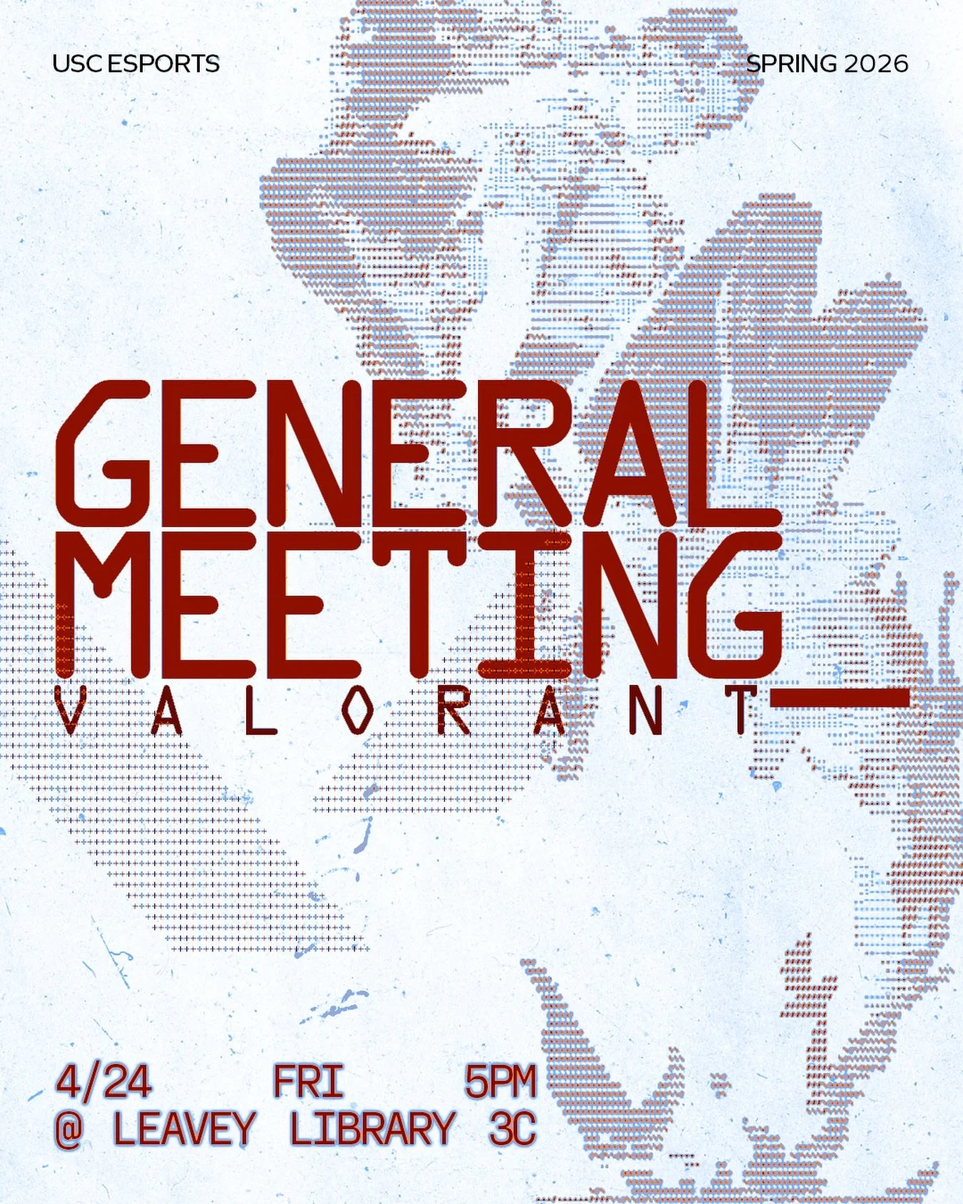 💥 VALORANT General Meeting 4/24

In celebration of the Watchparty with Evil Geniuses, this Friday, April 24th @ Leavey Lab, we&rsquo;re hosting a Valorant GM! 

We&rsquo;ll be running in-houses in Leavey Lab, and space for freeplay as well. 

RSVP i