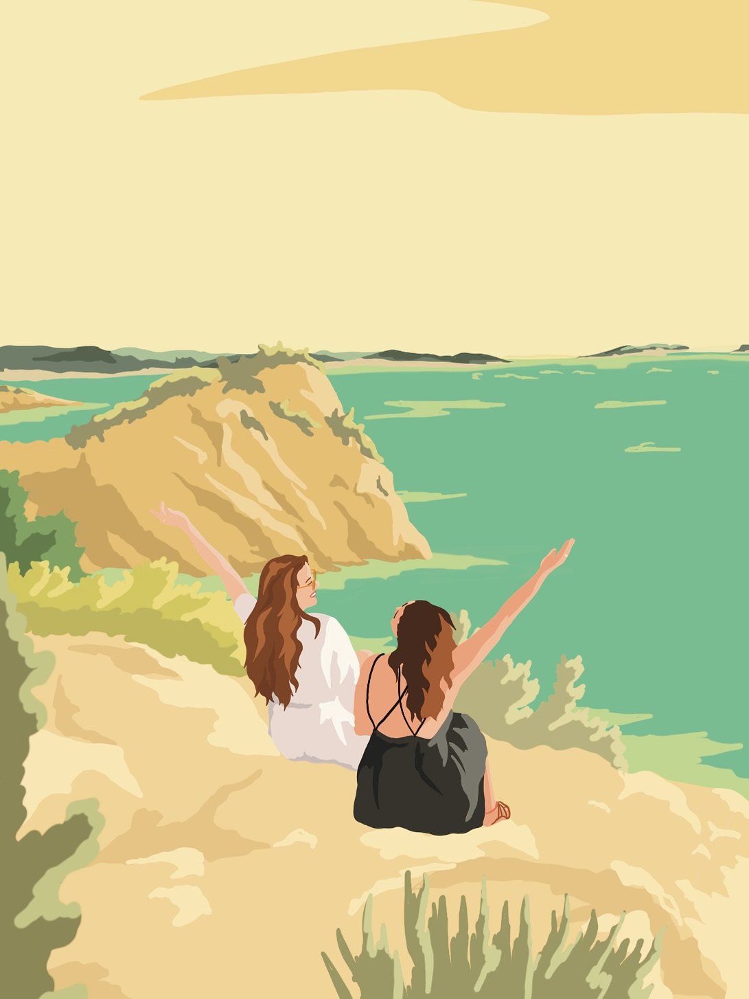 Et toi, tu pr&eacute;f&egrave;res quelle version de l&rsquo;illustration ? J&rsquo;arrive pas &agrave; choisir 🙈
Alors j&rsquo;ai tent&eacute; deux versions : une fid&egrave;le ou on voit bien la mer , une o&ugrave; j&rsquo;invente un peu les couleu