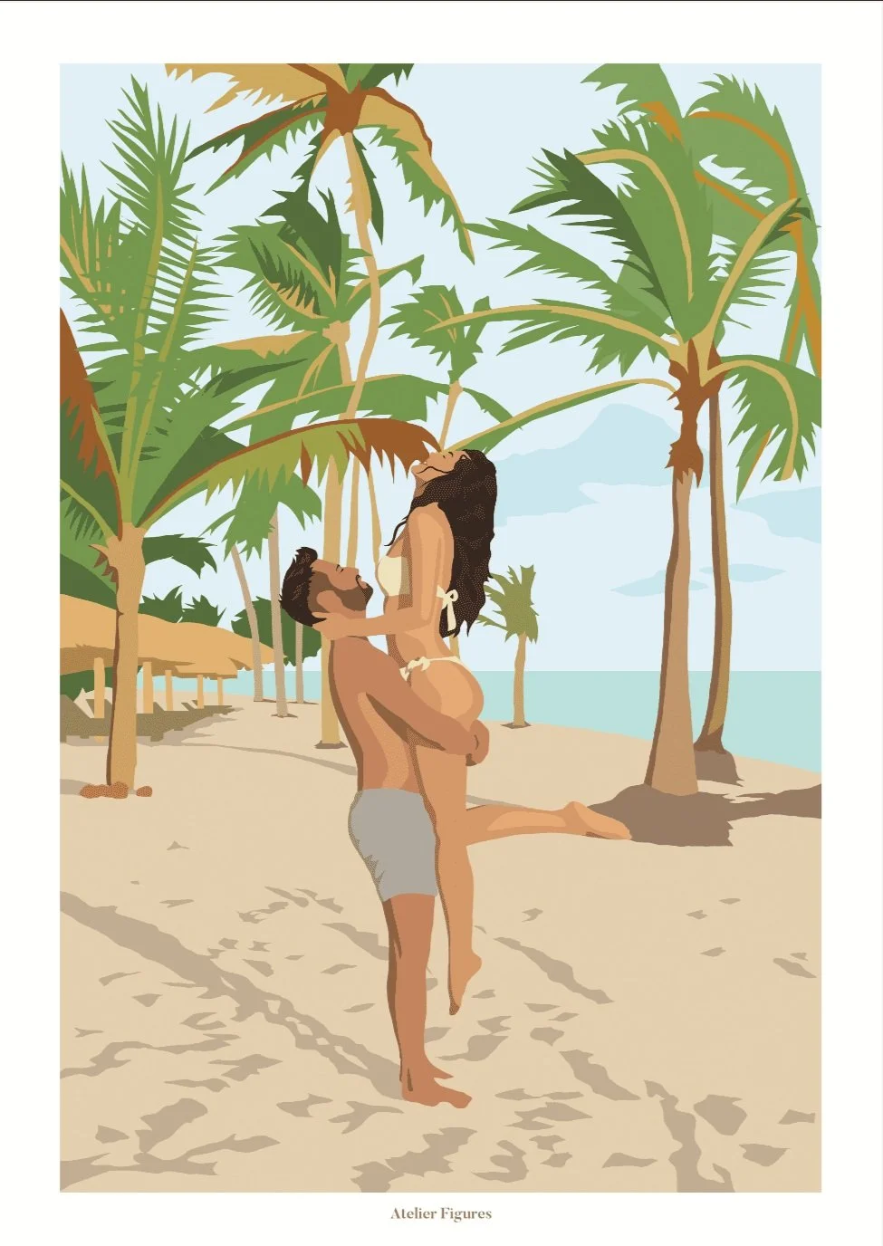 Illustration couple vacances