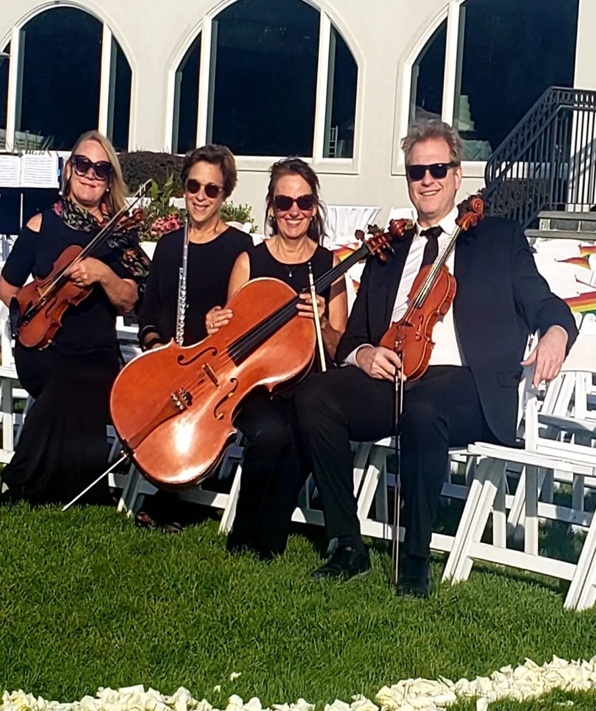 Continuo Quartet at another Candlewood Inn ceremony on a beautiful day☀️#weddingmusic#fluteandstrings#weddingmusic #gig #thebash #flute #strings #cello #candlewoodlake #stringquartet