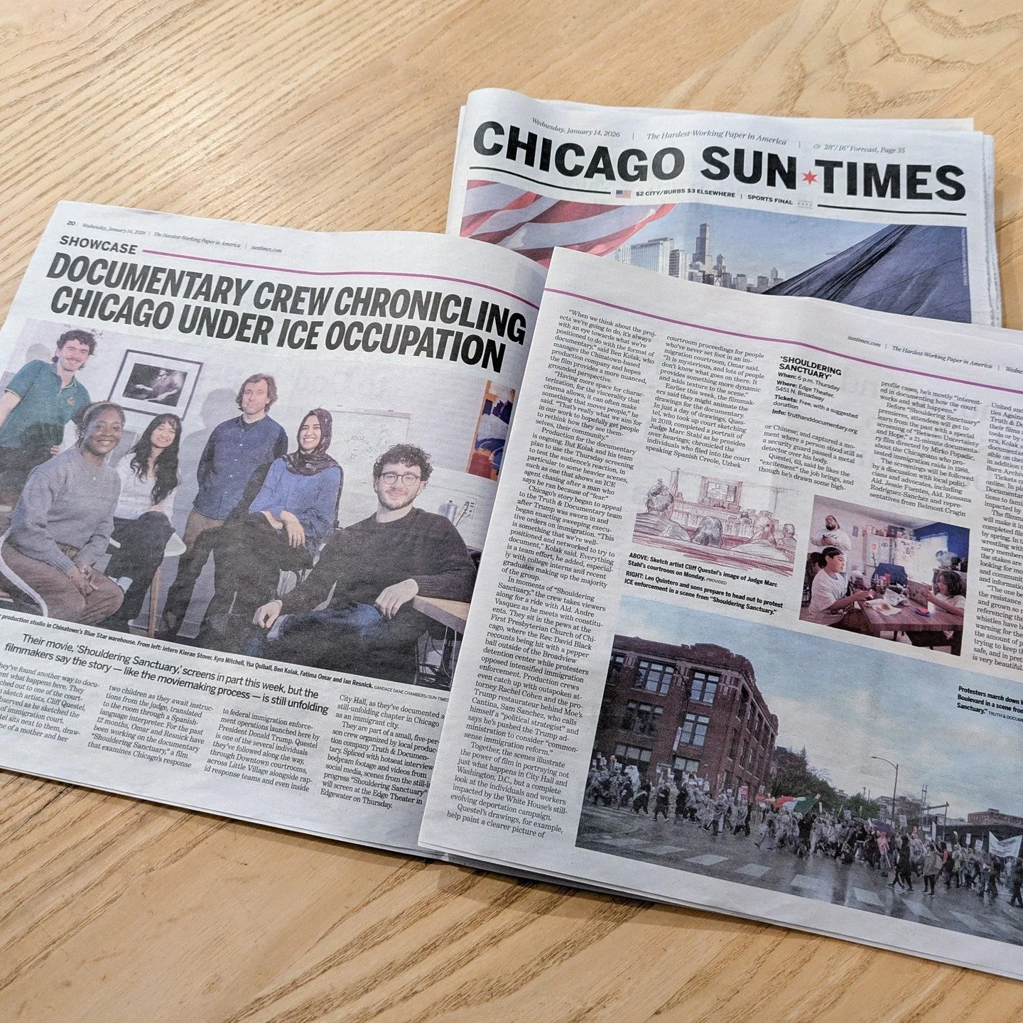 Thanks @fox32chicago @chicagosuntimes @chicago_reader @wbezchicago for getting the word out about our work-in-progress screening of Shouldering Sanctuary this week with @mediaburnarchive and @mir_productions_inc 's 1987 film Between Uncertainty &amp;