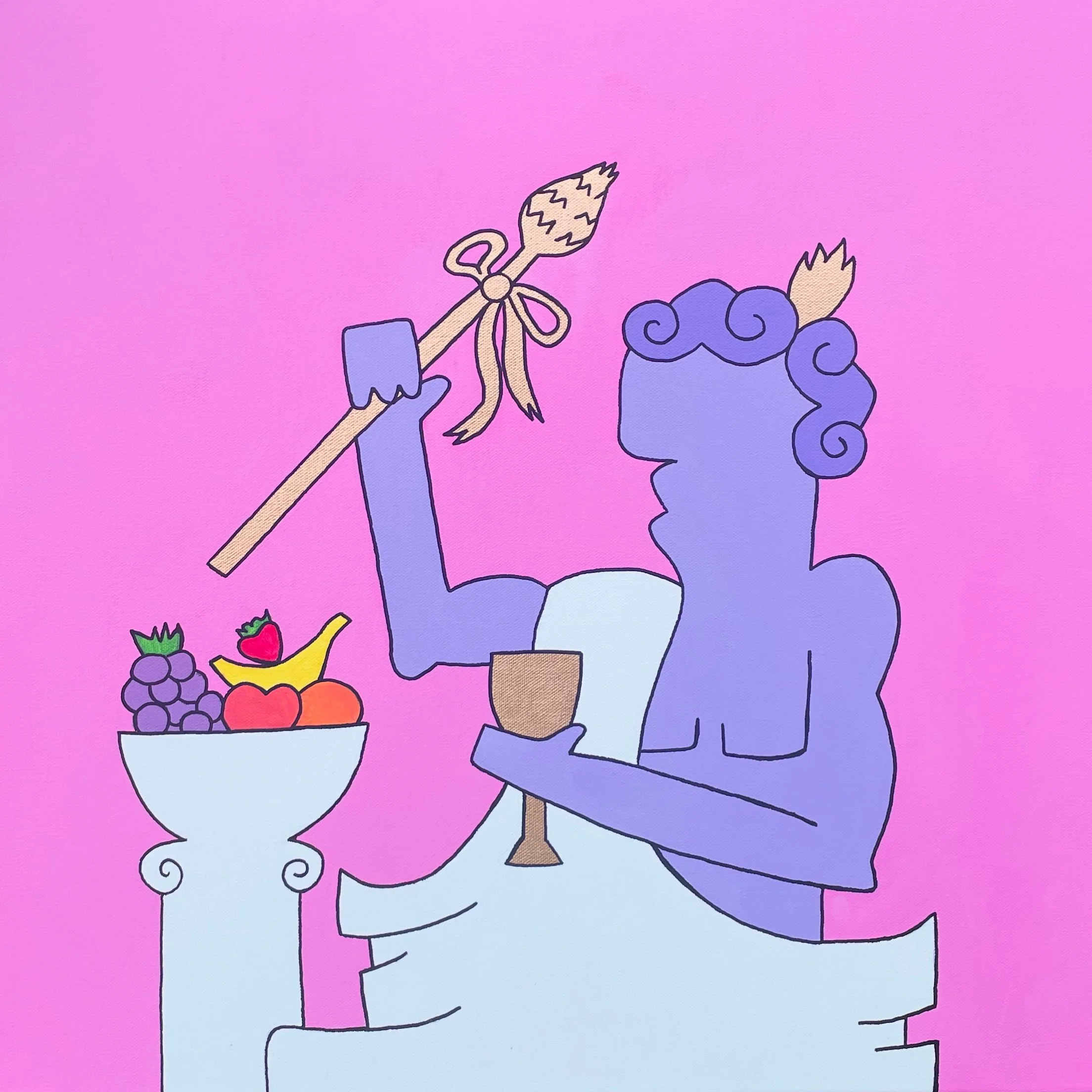 "Dionysus" 20x20 inches, acrylic and gold leaf on canvas