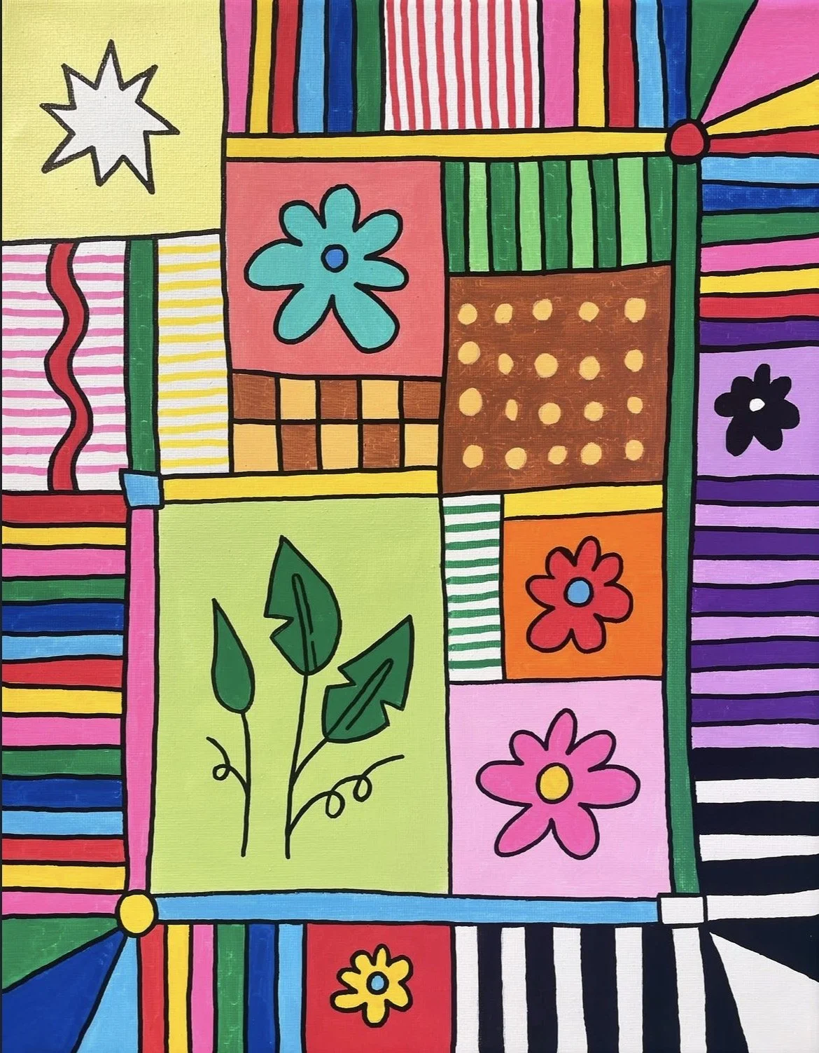 "Quilt #11" 11x14 inches, acrylic on canvas