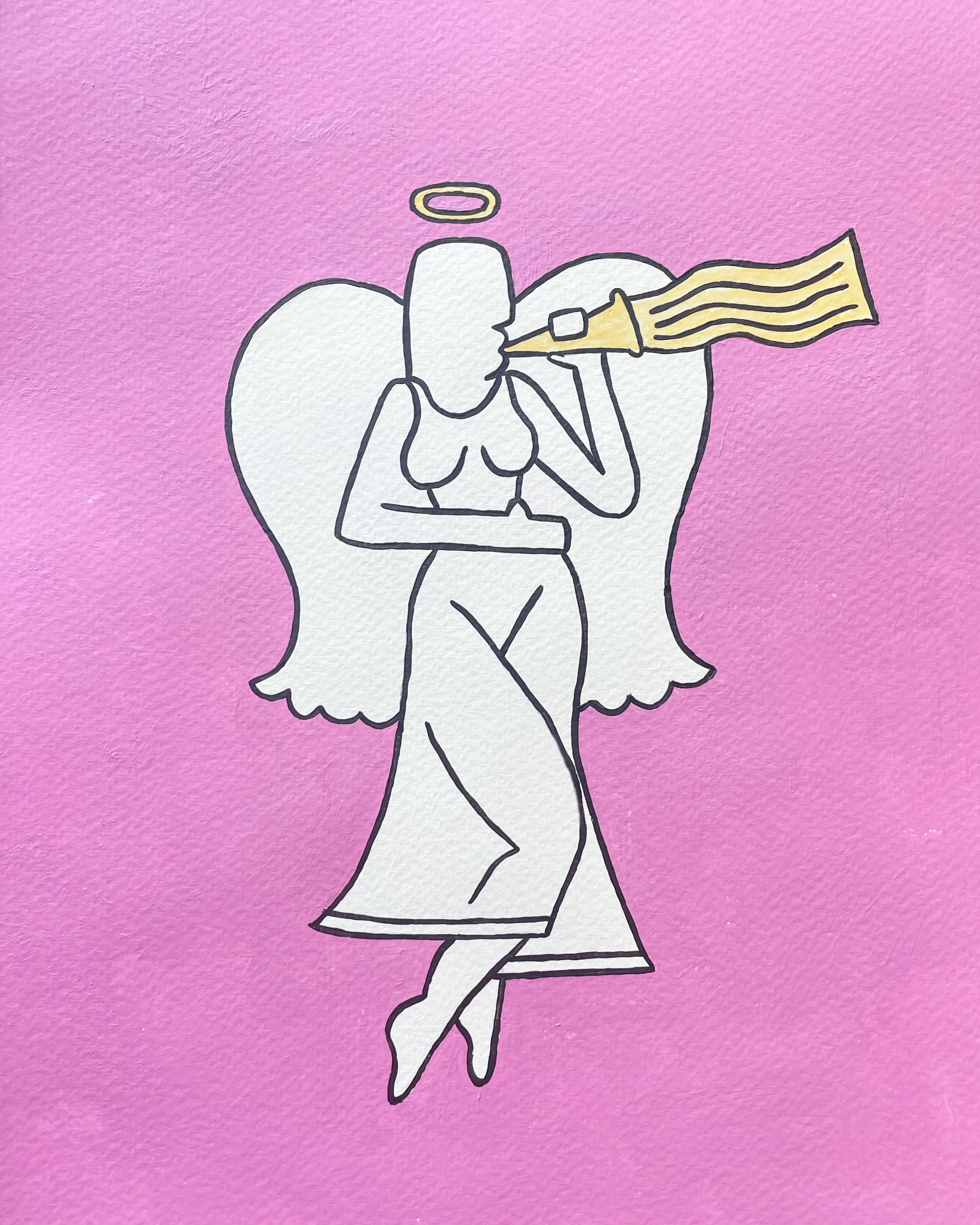 "New Years Angel 2024" 9x12 inches, acrylic and watercolor on paper