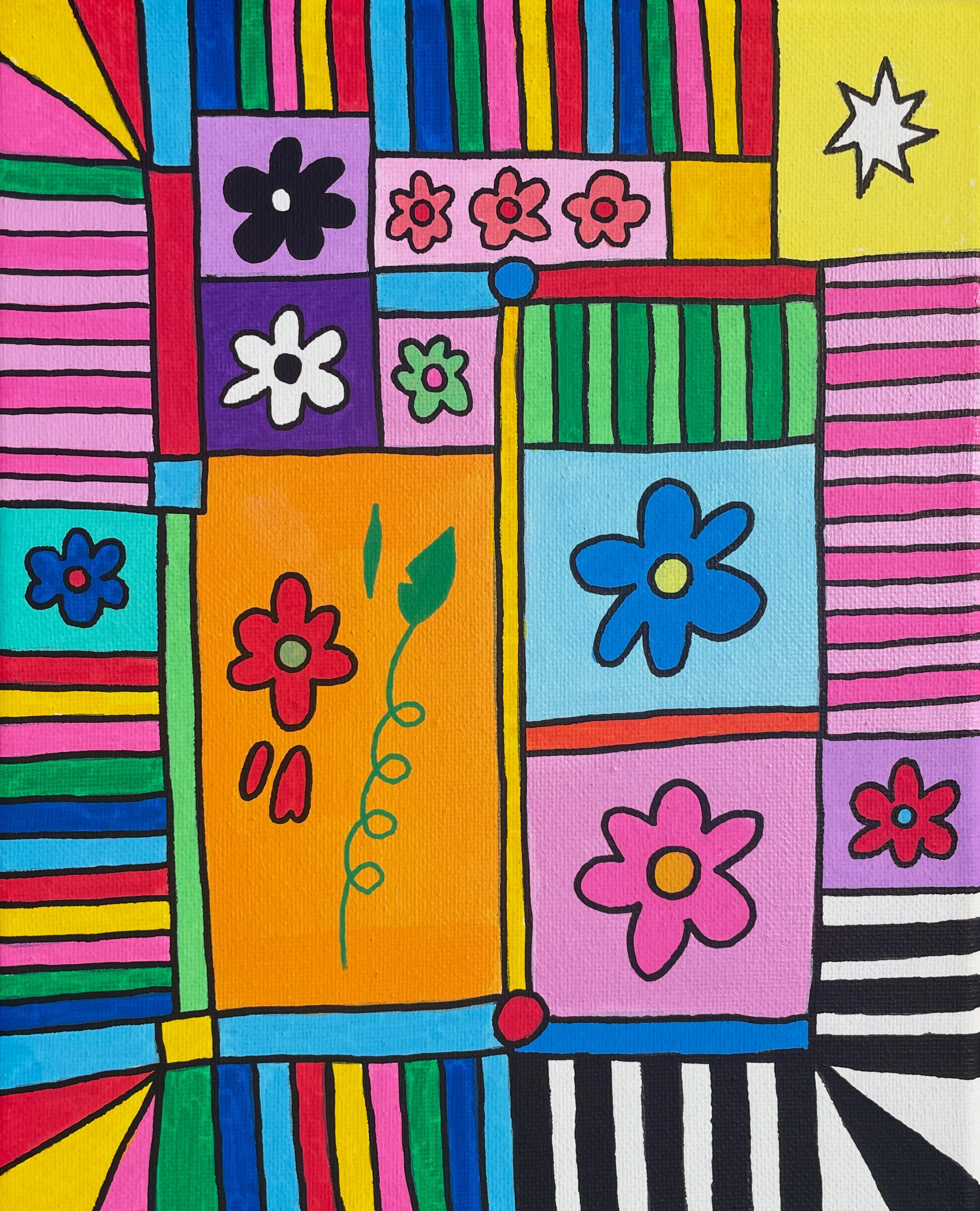 "Quilt #3" 8x10 inches, acrylic on canvas