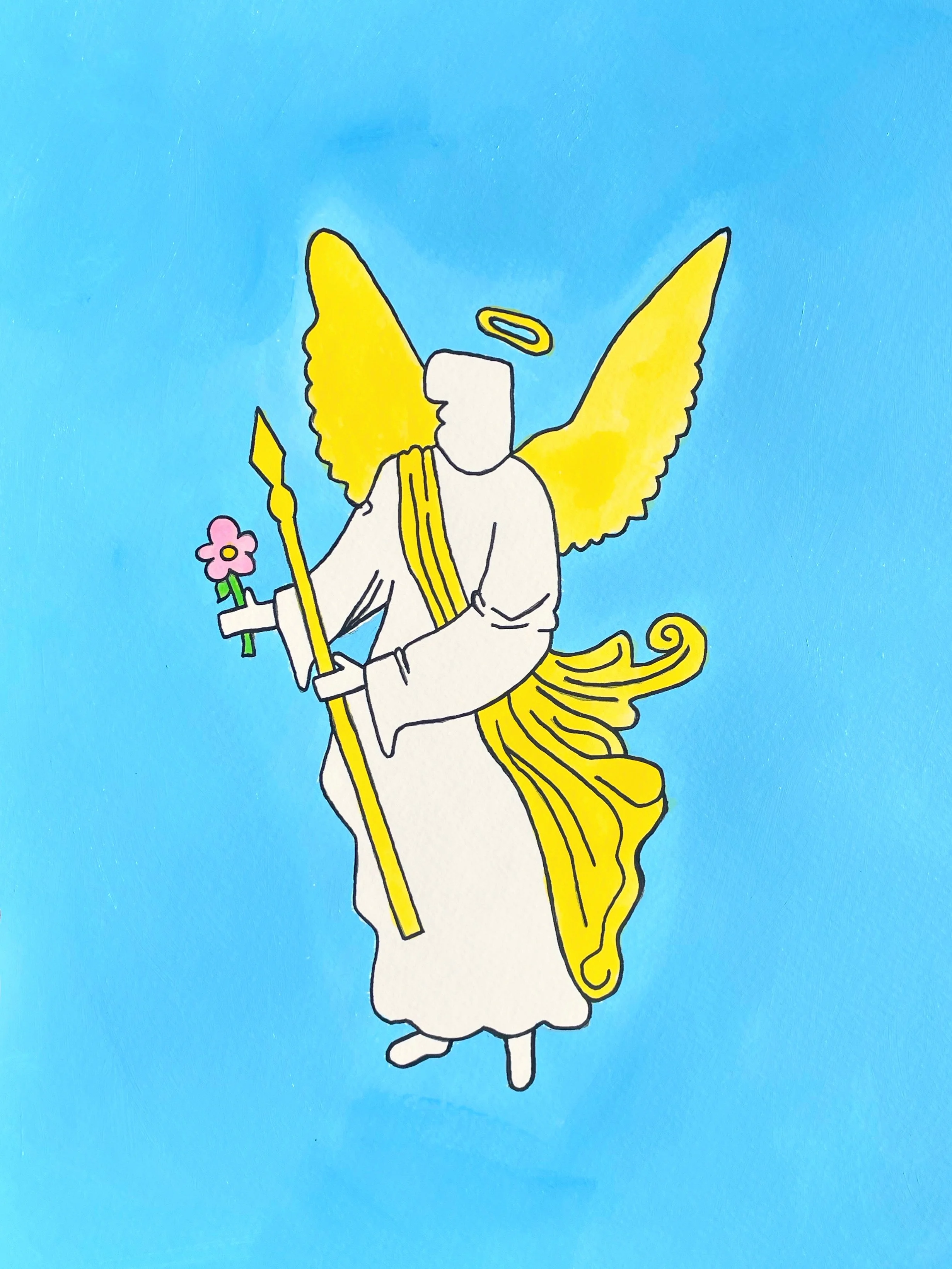 "New Years Angel 2025" 9x12 inches, acrylic and watercolor on paper