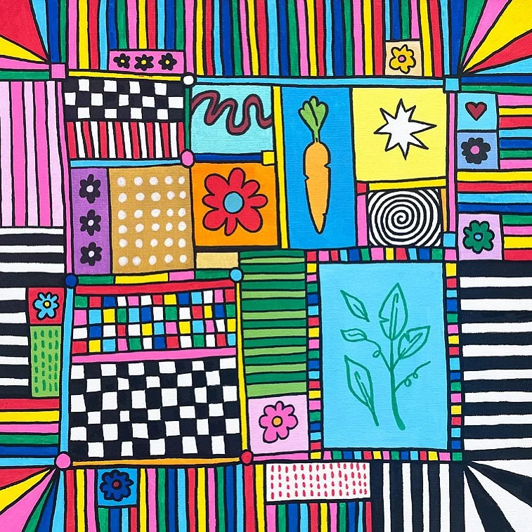 "Quilt #2" 16x16 inches, acrylic on canvas