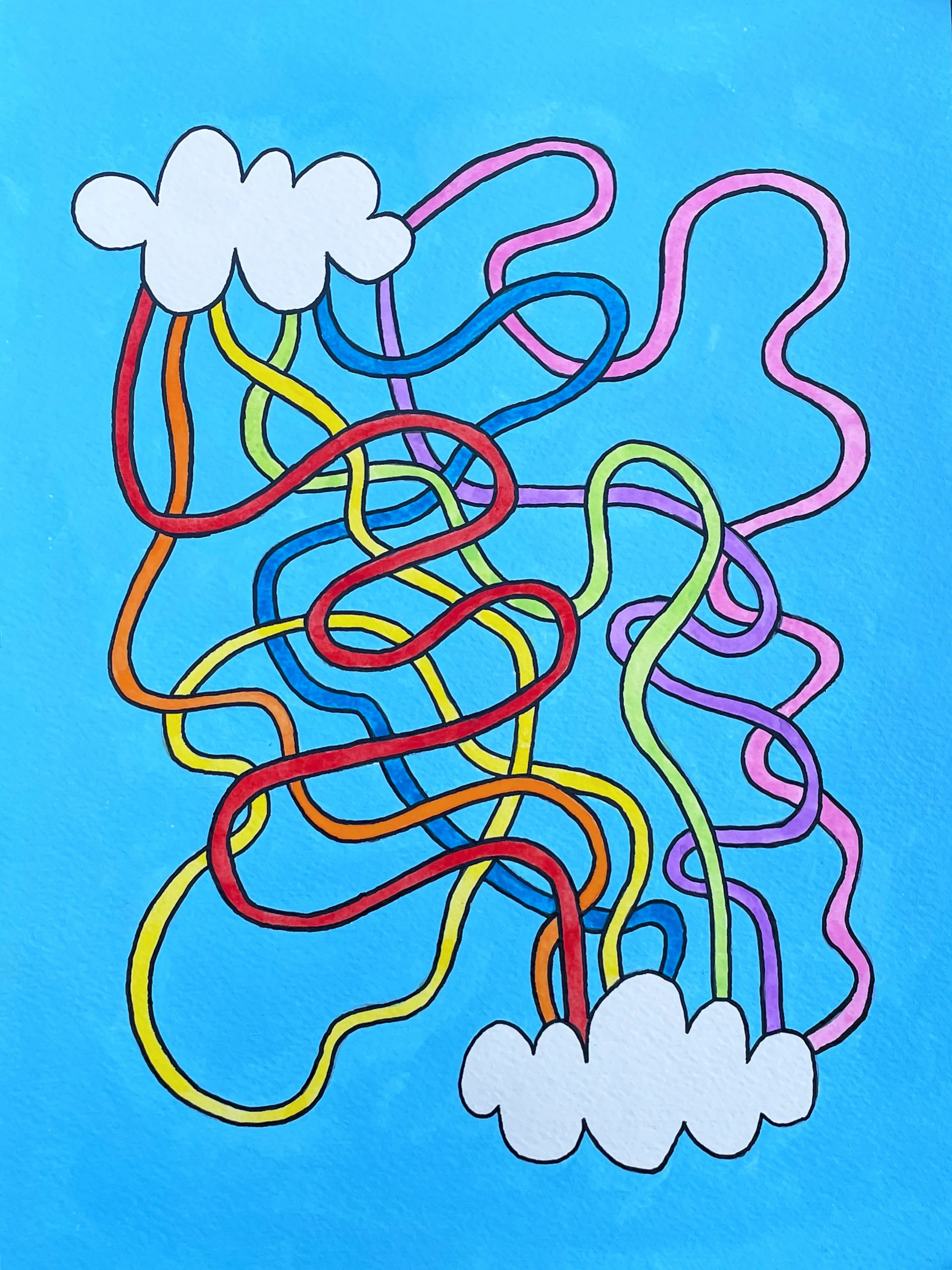 "The Flow of the Rainbow" 9x12 inches, acrylic and watercolor on paper