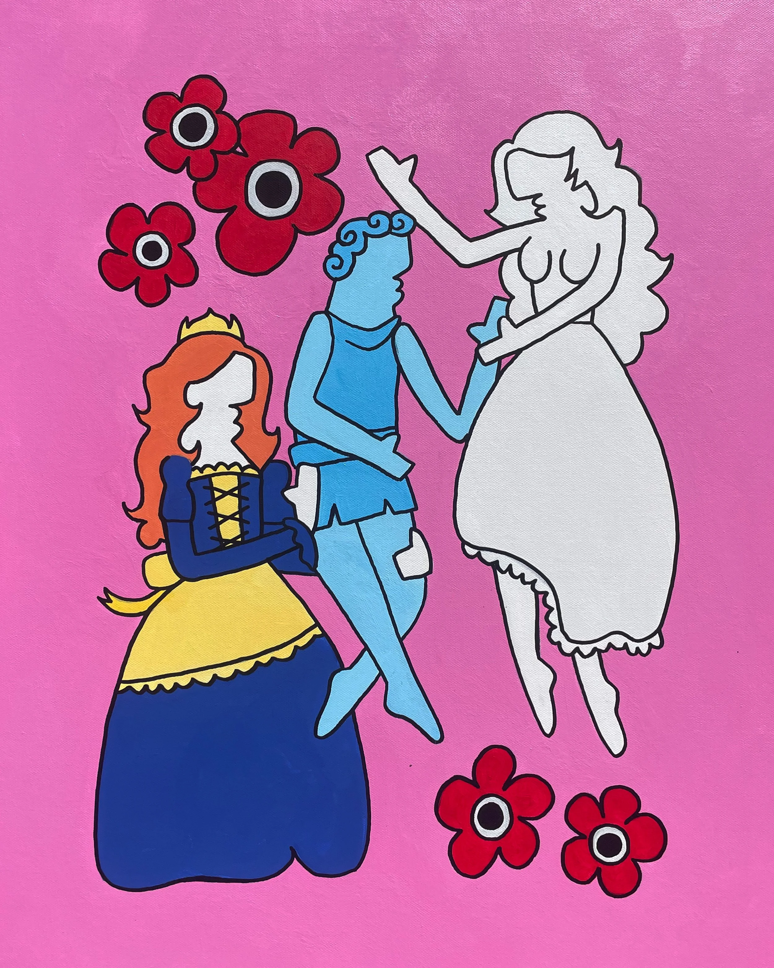 "Persephone, Adonis, and Aphrodite" 20x24 inches, acrylic on canvas
