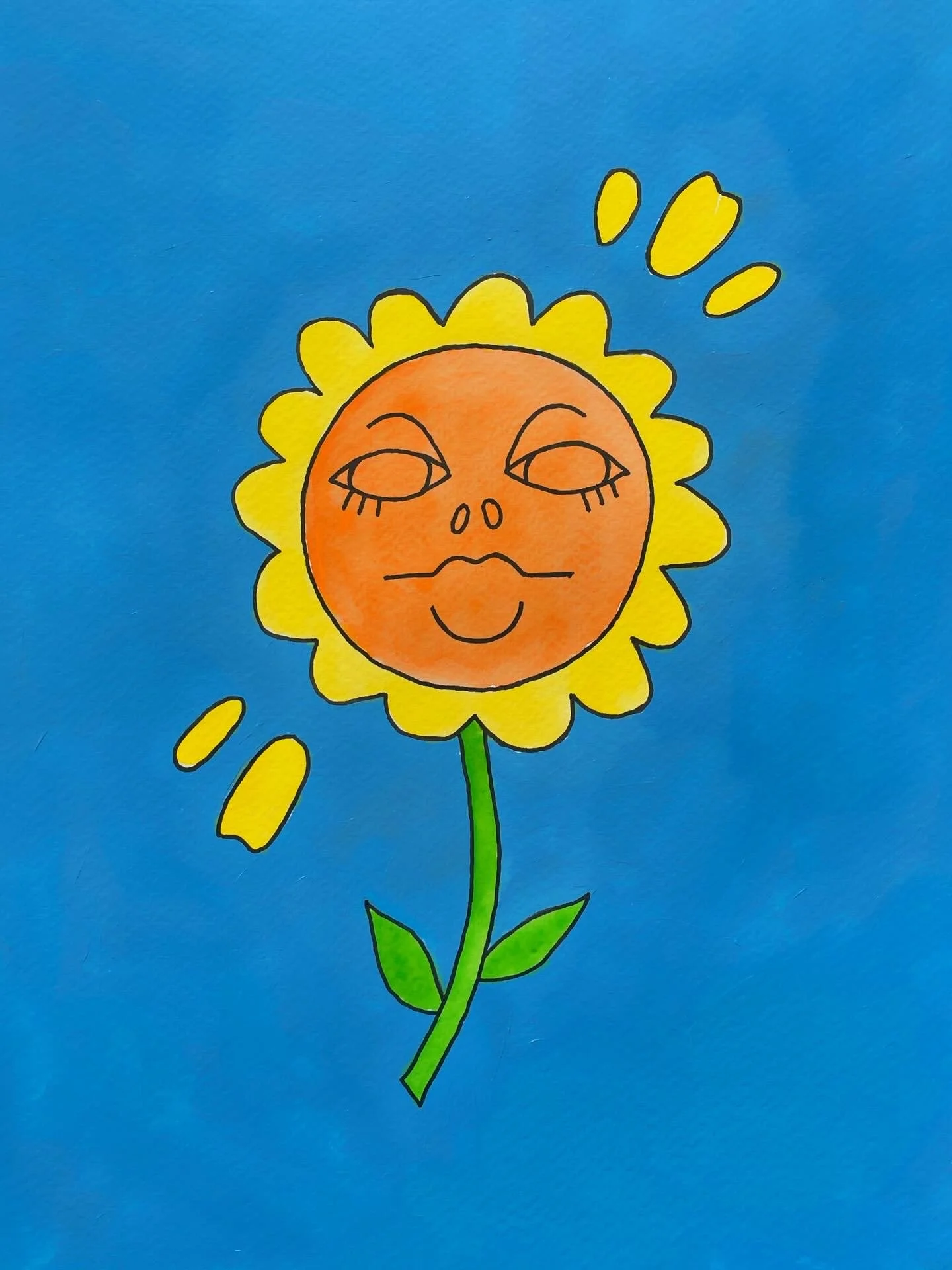 "Sunflower Sandy" 6x9 inches, acrylic and watercolor on paper