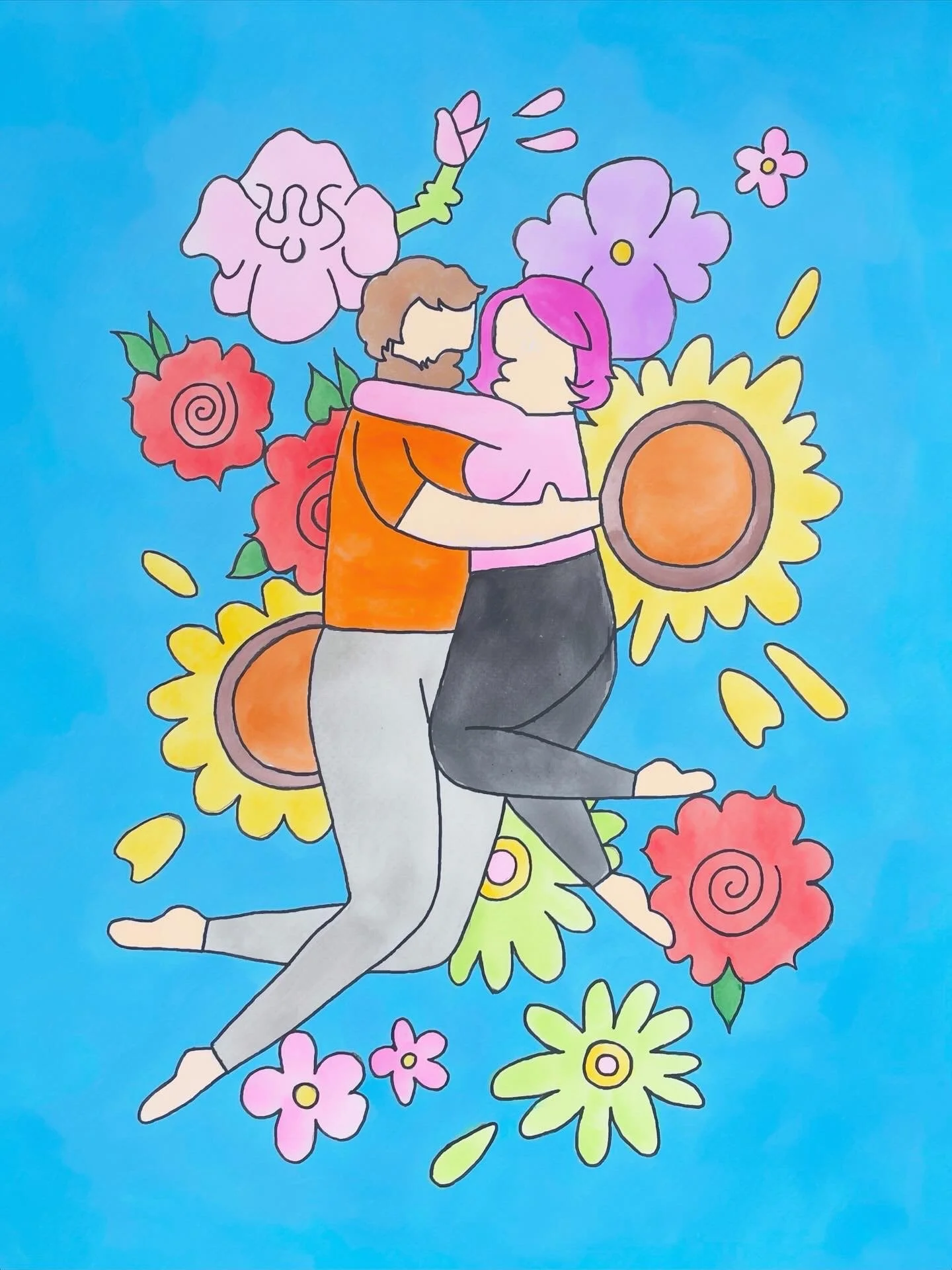 "The Lovers" 11x14 inches, acrylic and watercolor on paper