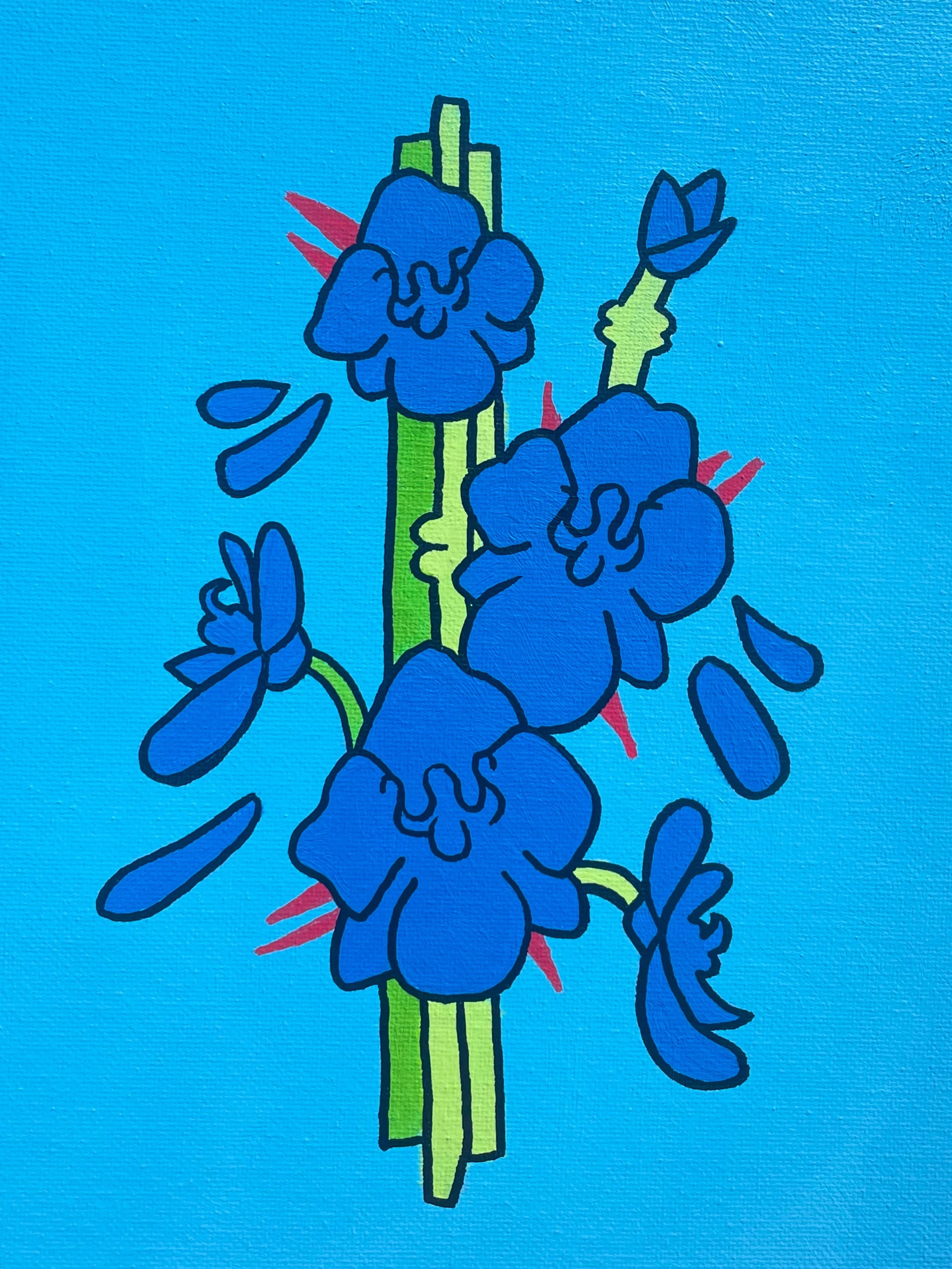 "Blue Flower, Red Thorn" 8x10 inches, acrylic on canvas